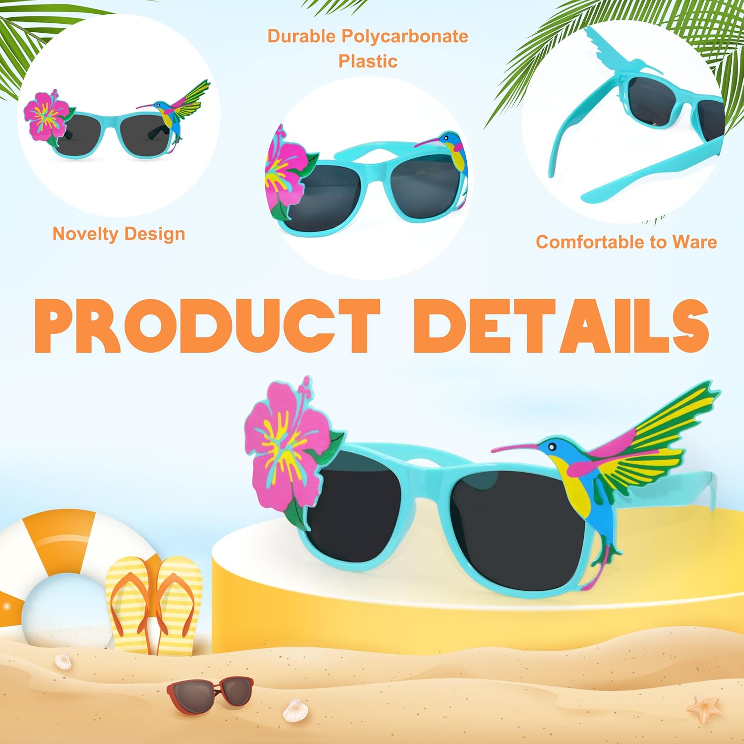 Hawaiian Luau Party Sunglasses Set 9 Pairs
