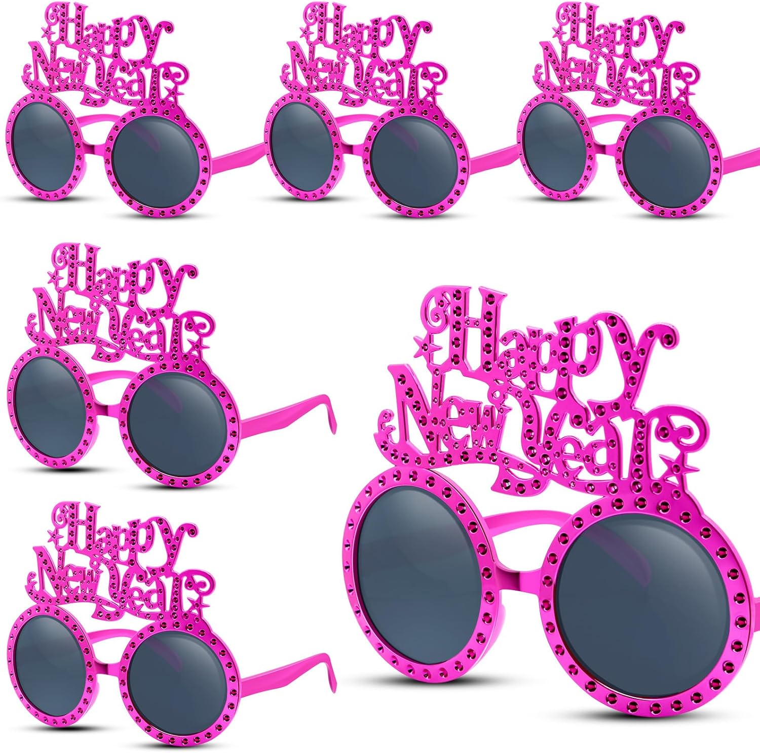 2025 Happy New Year Eyeglasses Glitter Round Funny Party Glasses