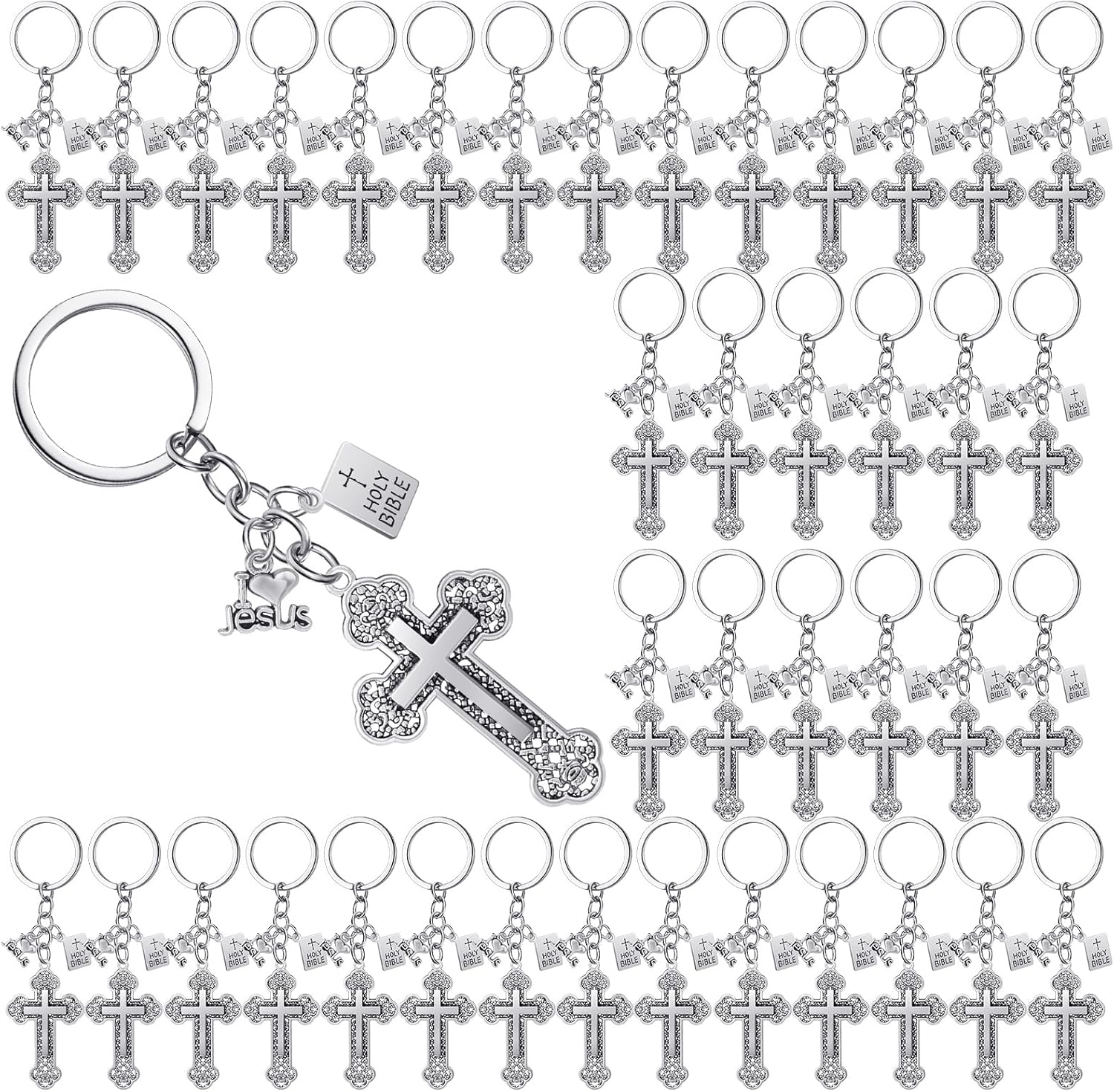 Loetere Christmas Bible Pendants Keyrings for Christian Gifts