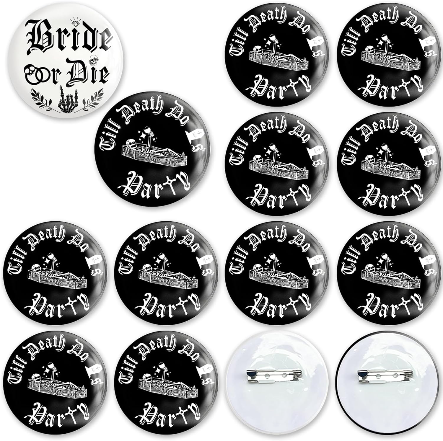 12 Pcs Bride or Die Bachelorette Buttons Pins Set