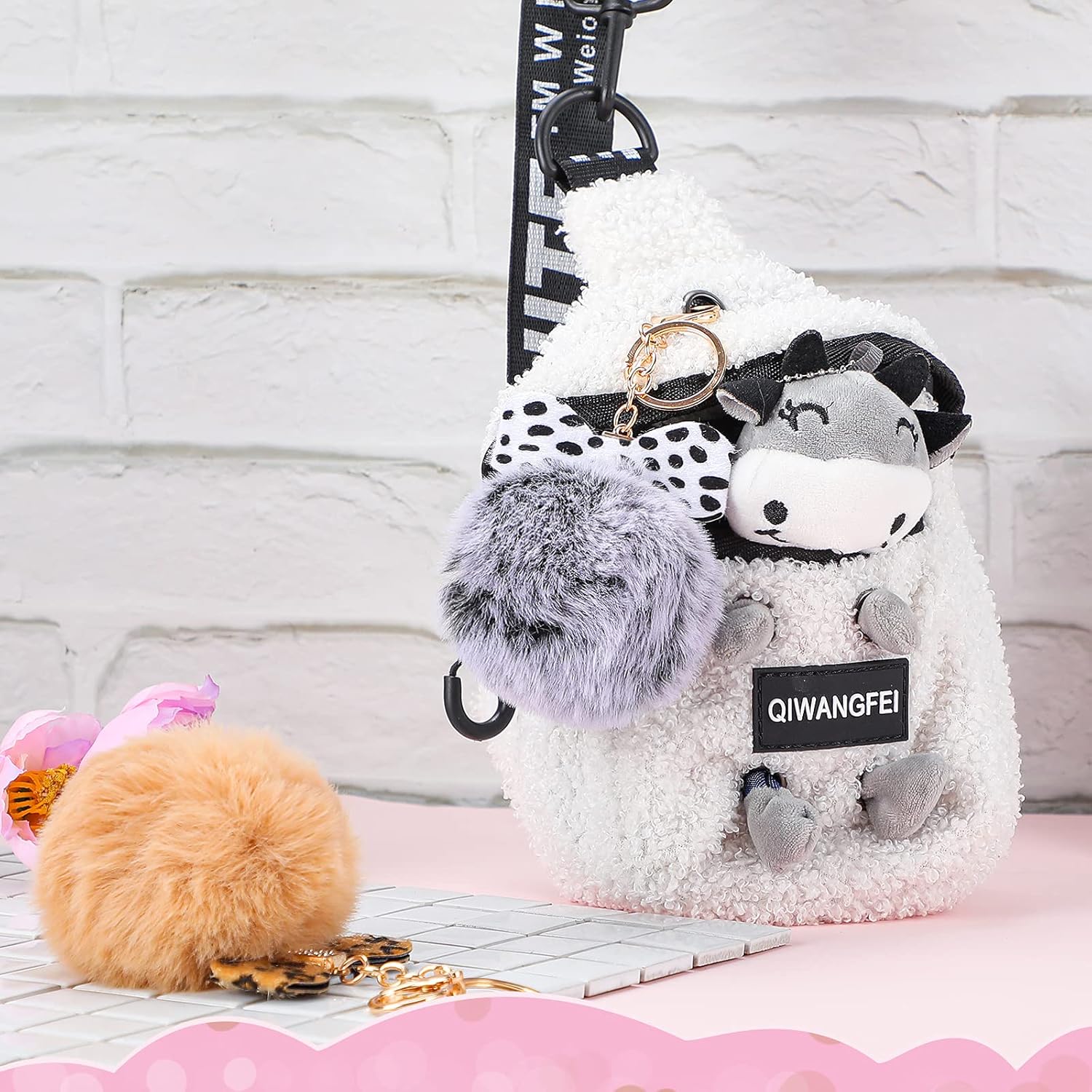 Hicarer Fluffy Pom Pom Keychain Set 12 Colors