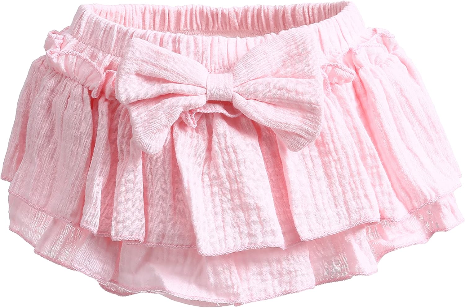 Newborn Baby Girl Cotton Skirt with Built-in Shorts and Bows