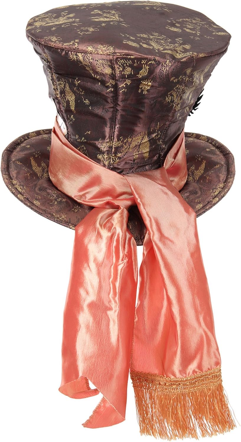 Disney Mad Hatter Top Hat with Peacock Feather and Satin Scarf