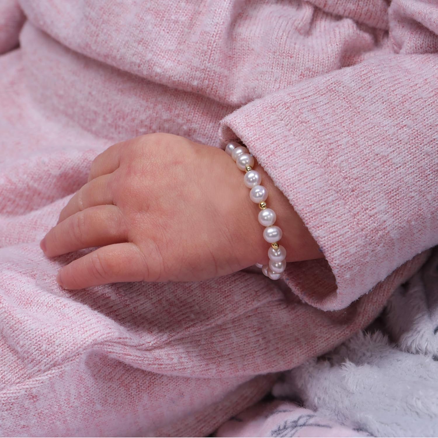 Cherished Moments Childrens 14K Gold Plated Over Sterling Silver Bracelet with Simulated Pearls