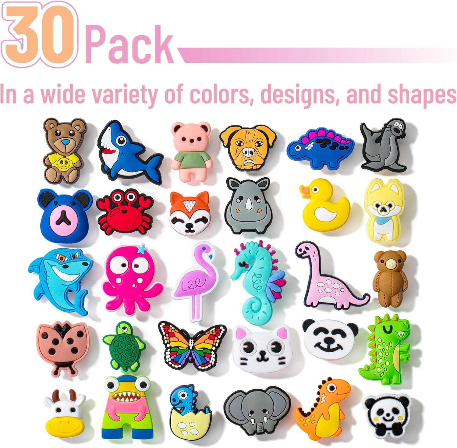 Mr Pen - 30 50 60 Pcs PVC Animal Charms for Jewelry