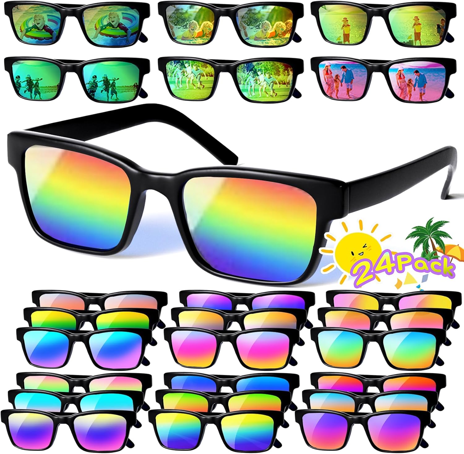Neon Sunglasses for Kids 4-8 Years 24 Packs