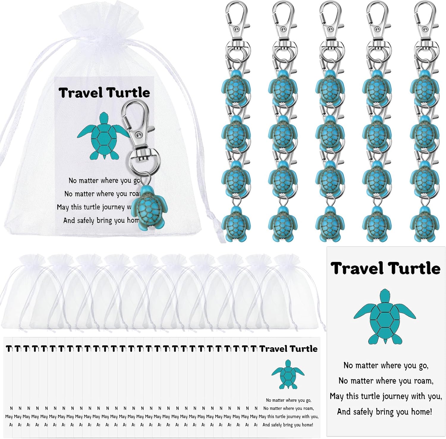 Travel Turtle Keychain Set for Gifts and Good Luck