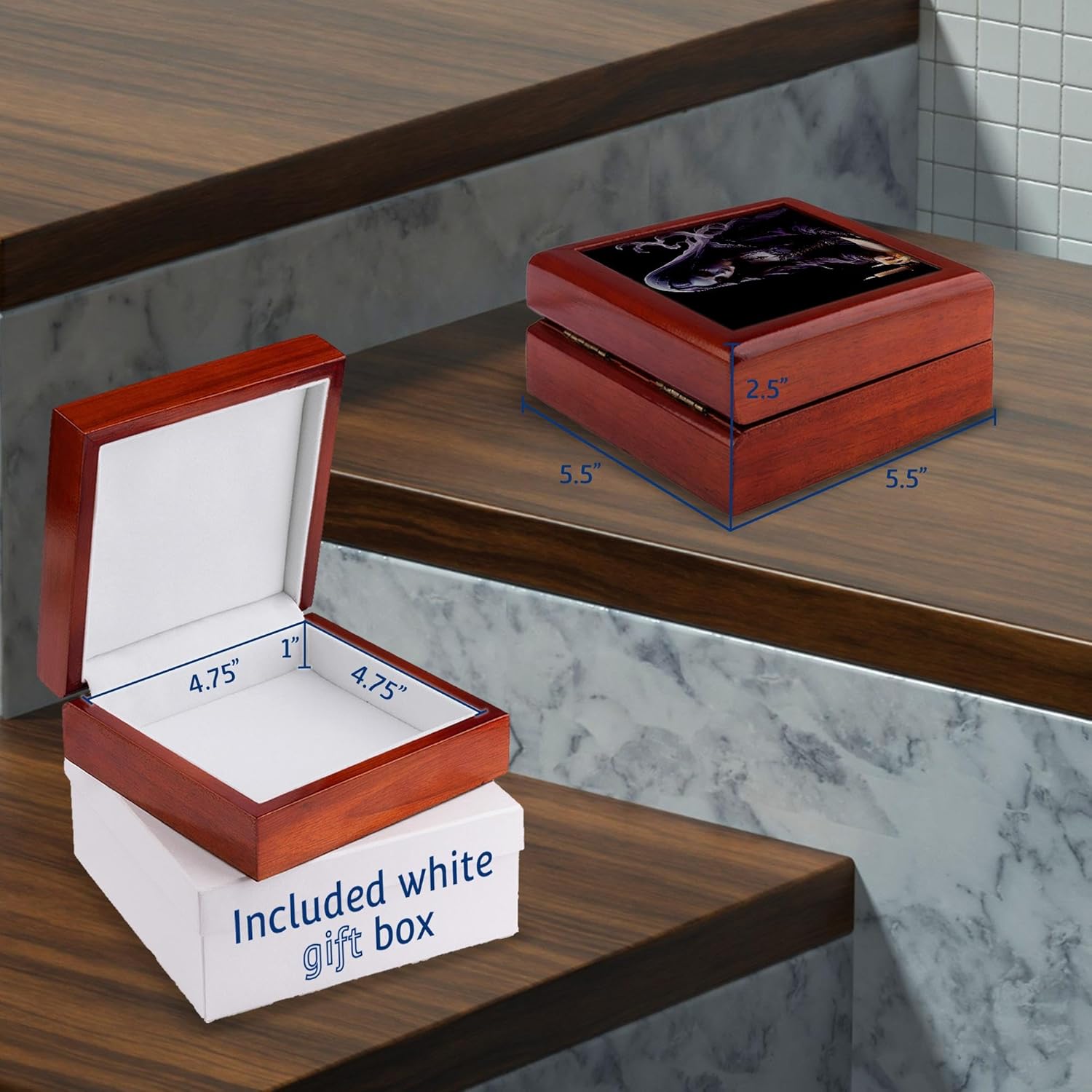 3dRose Gothic Ghost Jewelry Box 55x55 inch