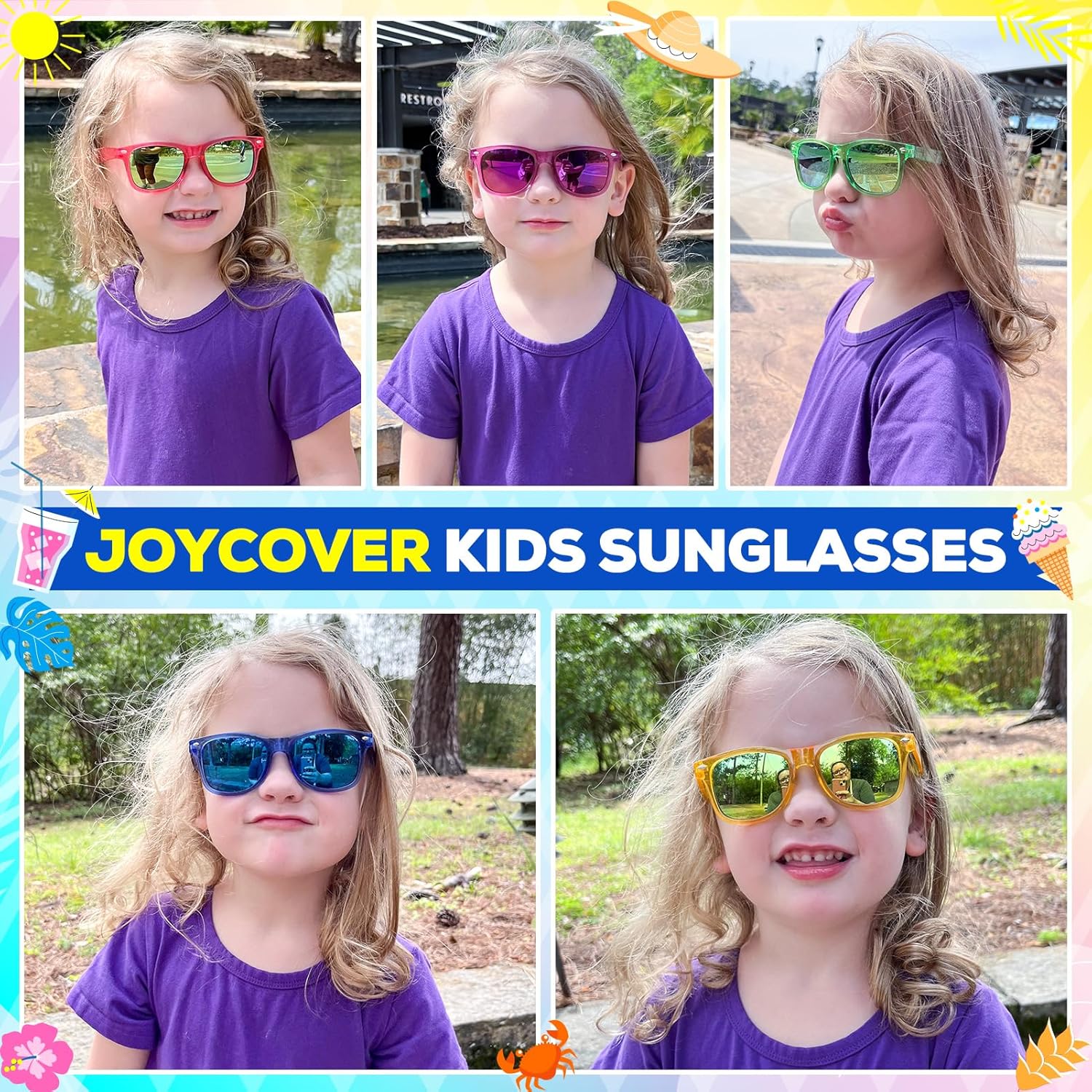 Joycover Kids Sunglasses Bulk 16PCS UV400 Protection