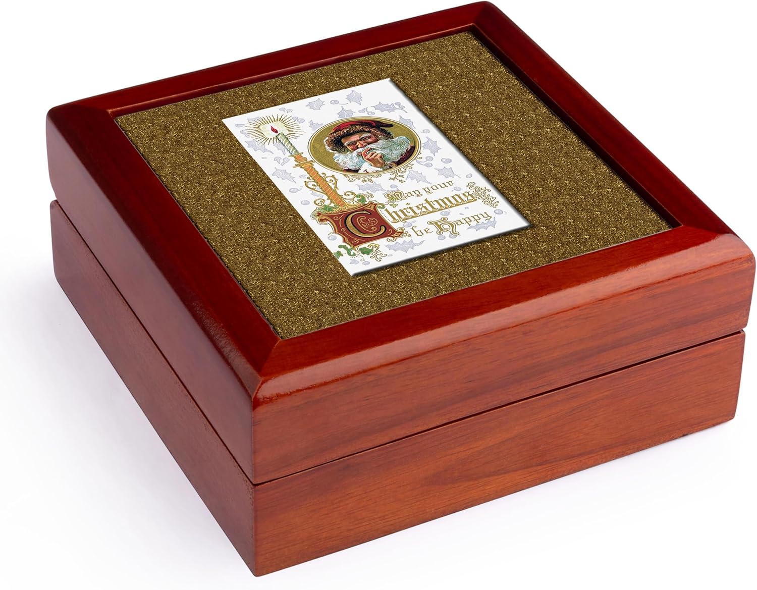 3dRose Christmas Happy Candle Santa Jewelry Box