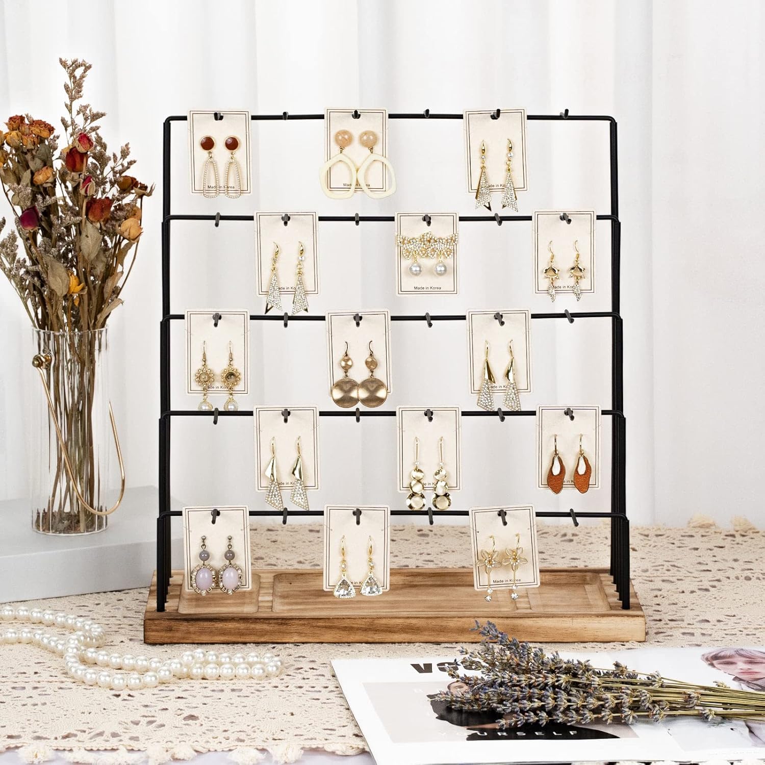 Earring Display Stand with 5 Tiers and 30 Hooks