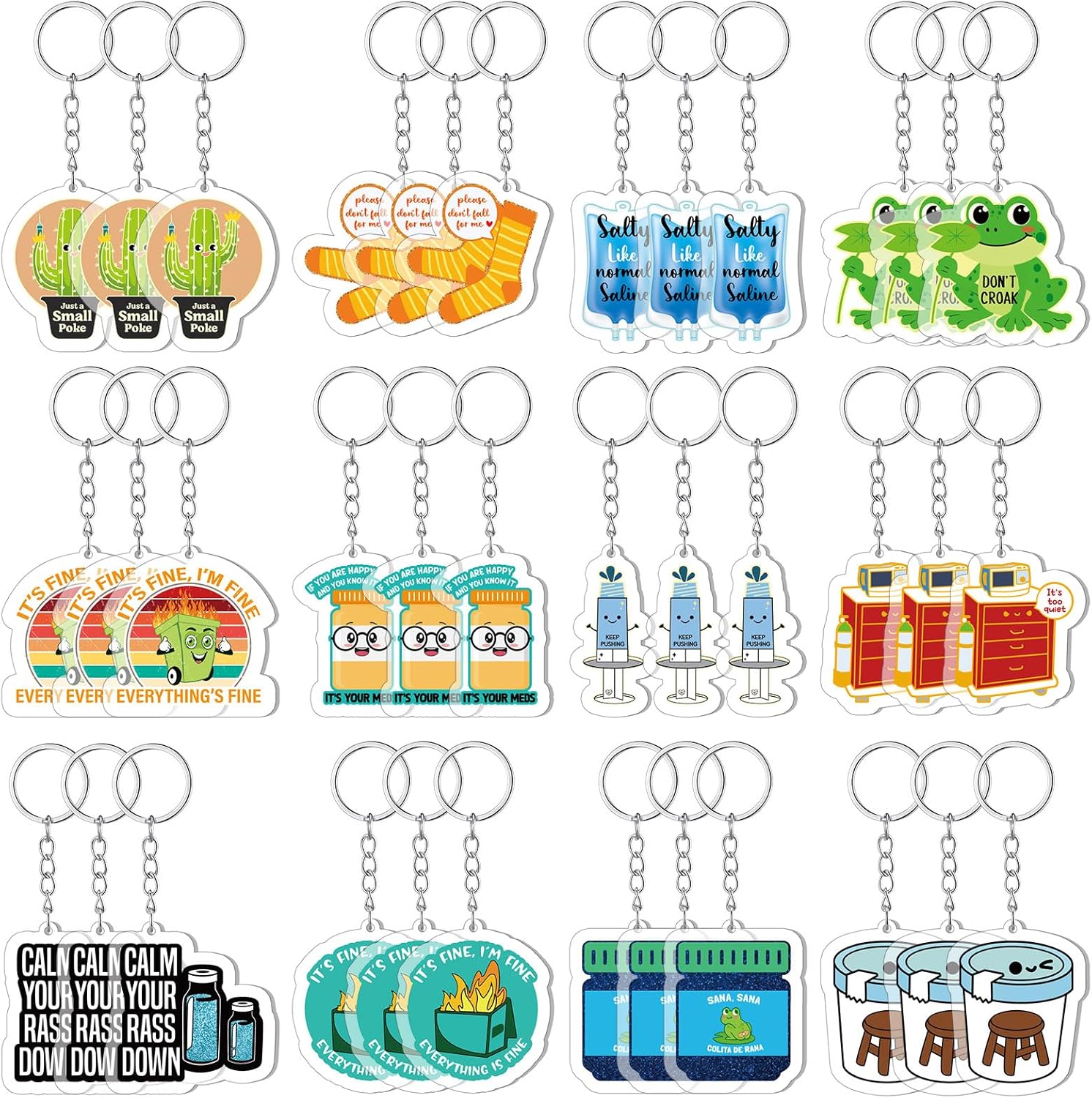 Sureio 36 Pcs Funny Nurse Keychains for Women