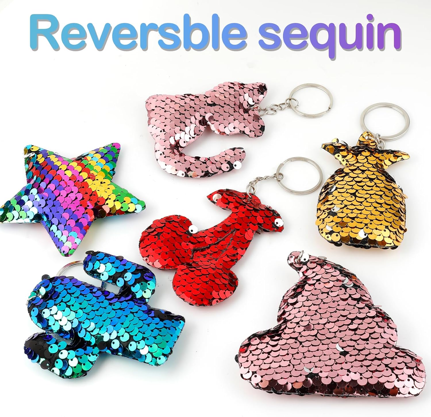 Outee 15 Pcs Sequin Keychain Set