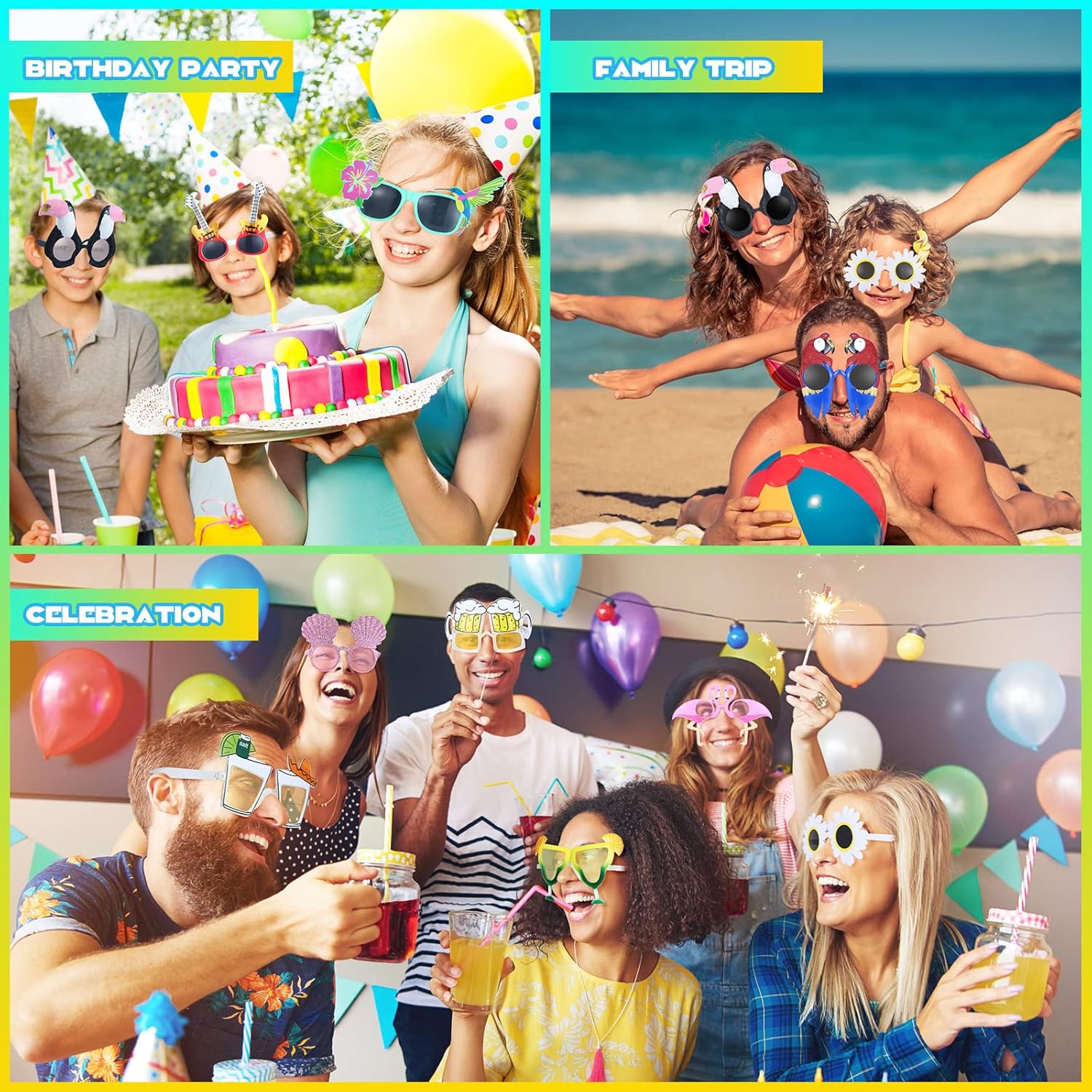 Weewooday 20 Pair Hawaiian Party Sunglasses Funny Photo Props