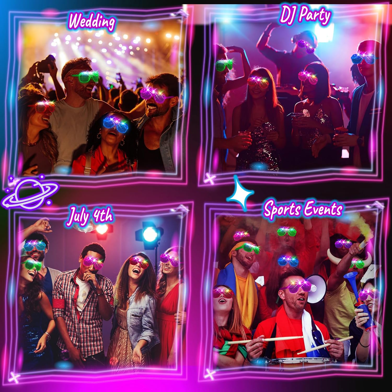 HONLYNE 105 PCS LED Glasses Neon Party