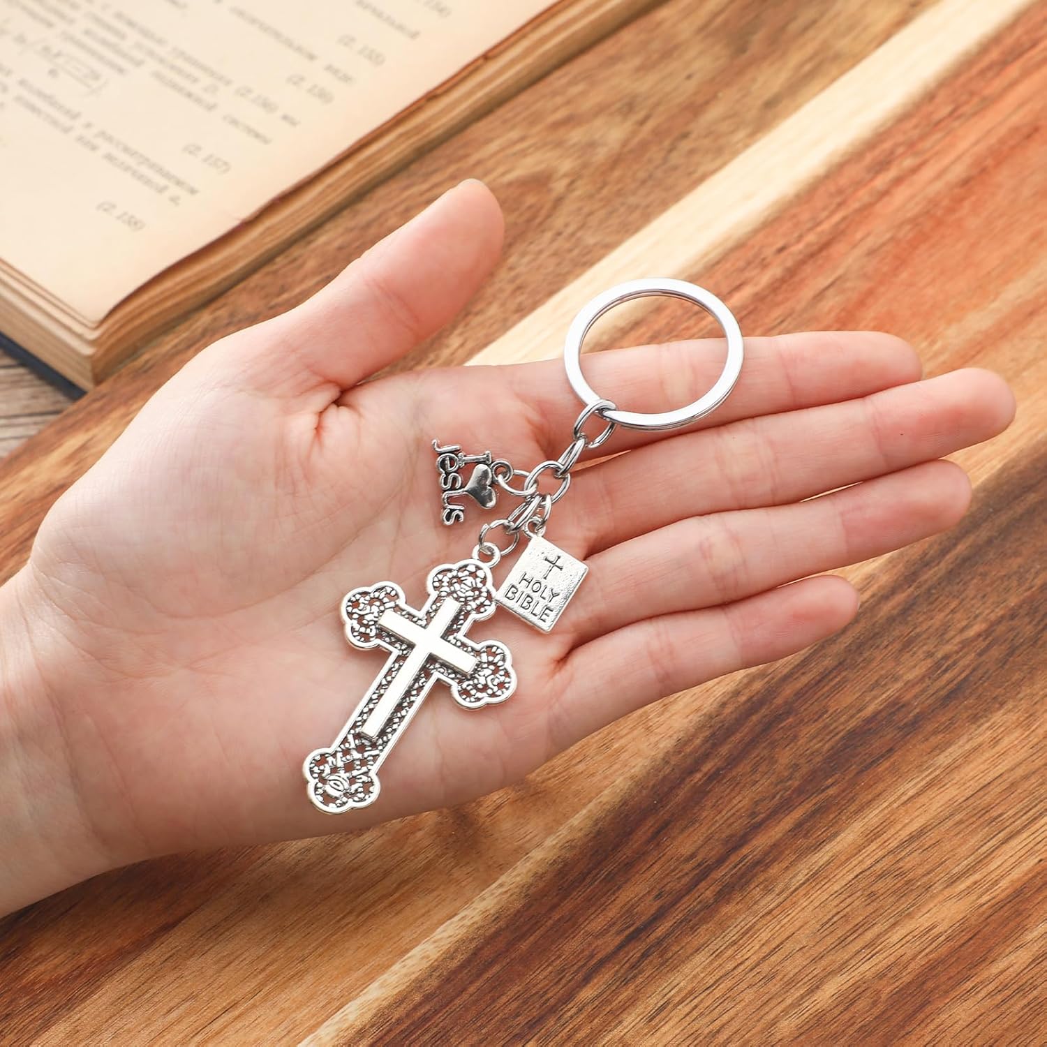 Loetere Christmas Bible Pendants Keyrings for Christian Gifts