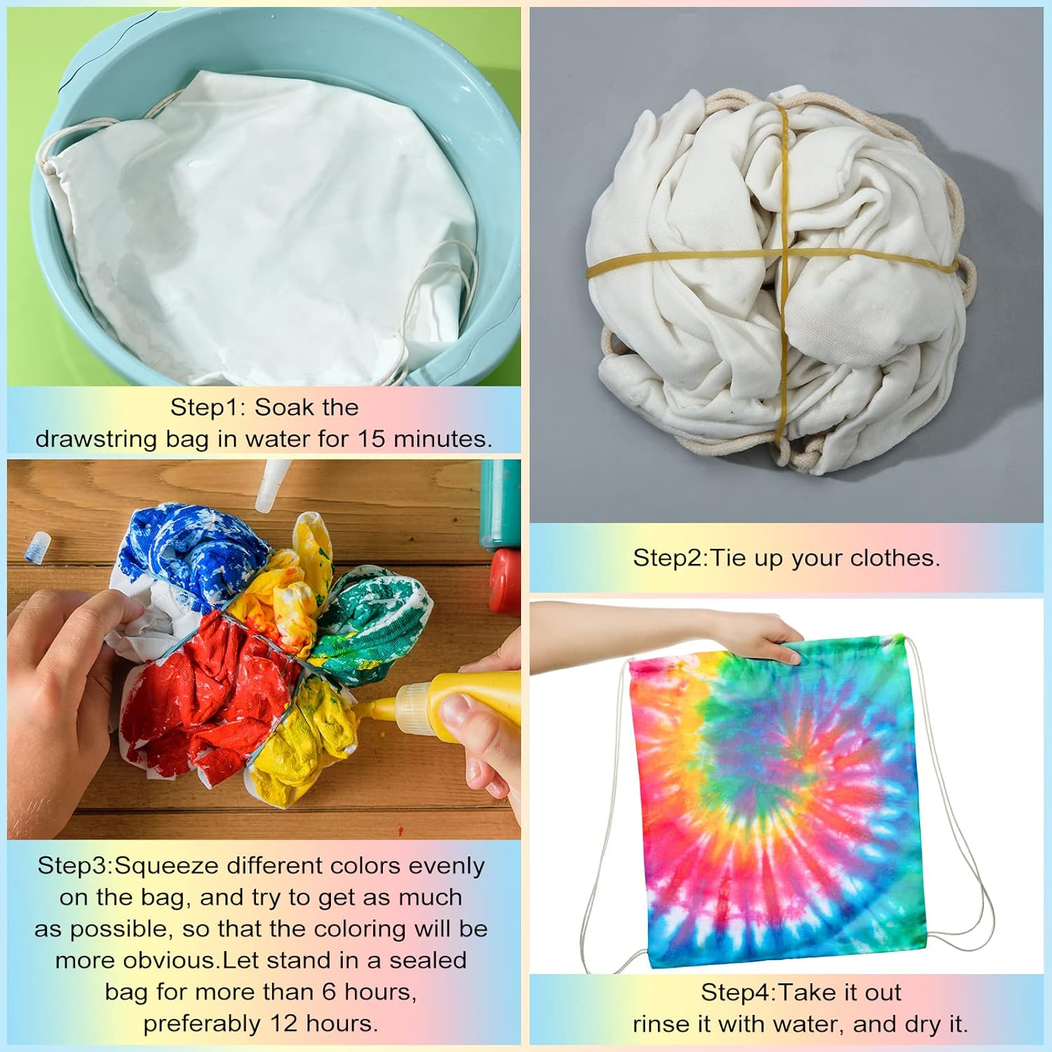 Saintrygo 12-Pack White Drawstring Tote Bags for Tie Dye and DIY