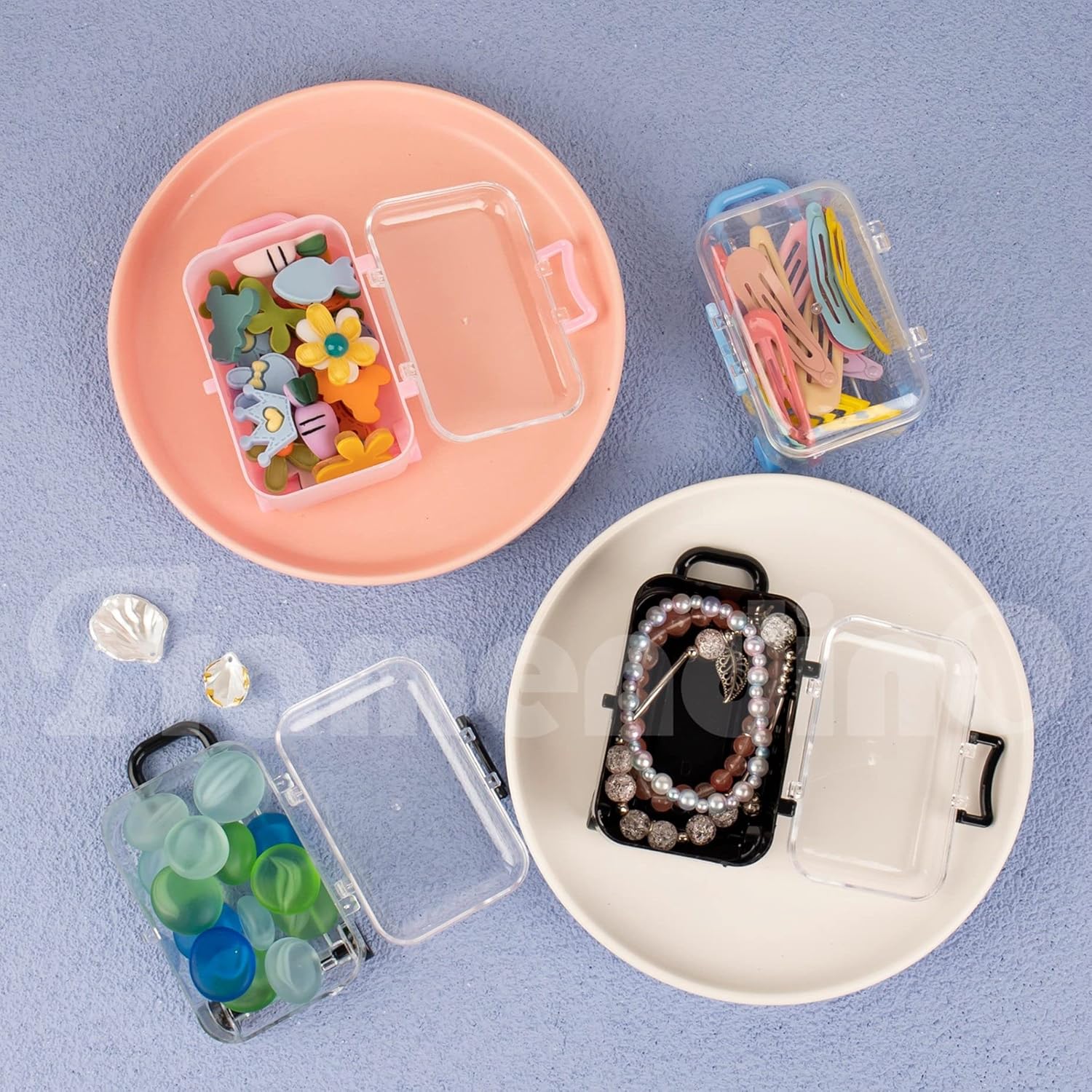 Framendino 8 Pack Plastic Mini Suitcase Jewelry Boxes