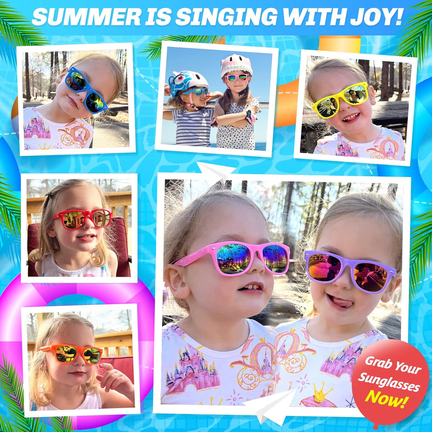 12 Pack Neon Kids Sunglasses with UV400 Protection