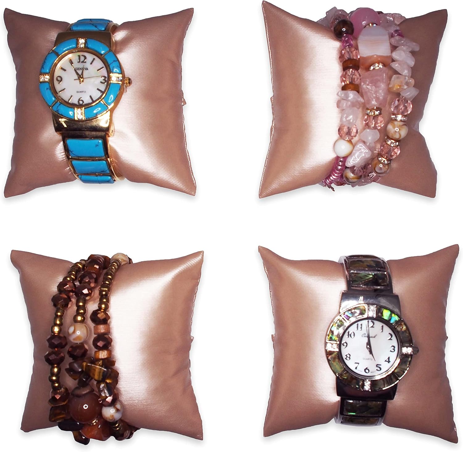 NicePackaging 6pcs Steel-Rose Pink Watch Pillow Display