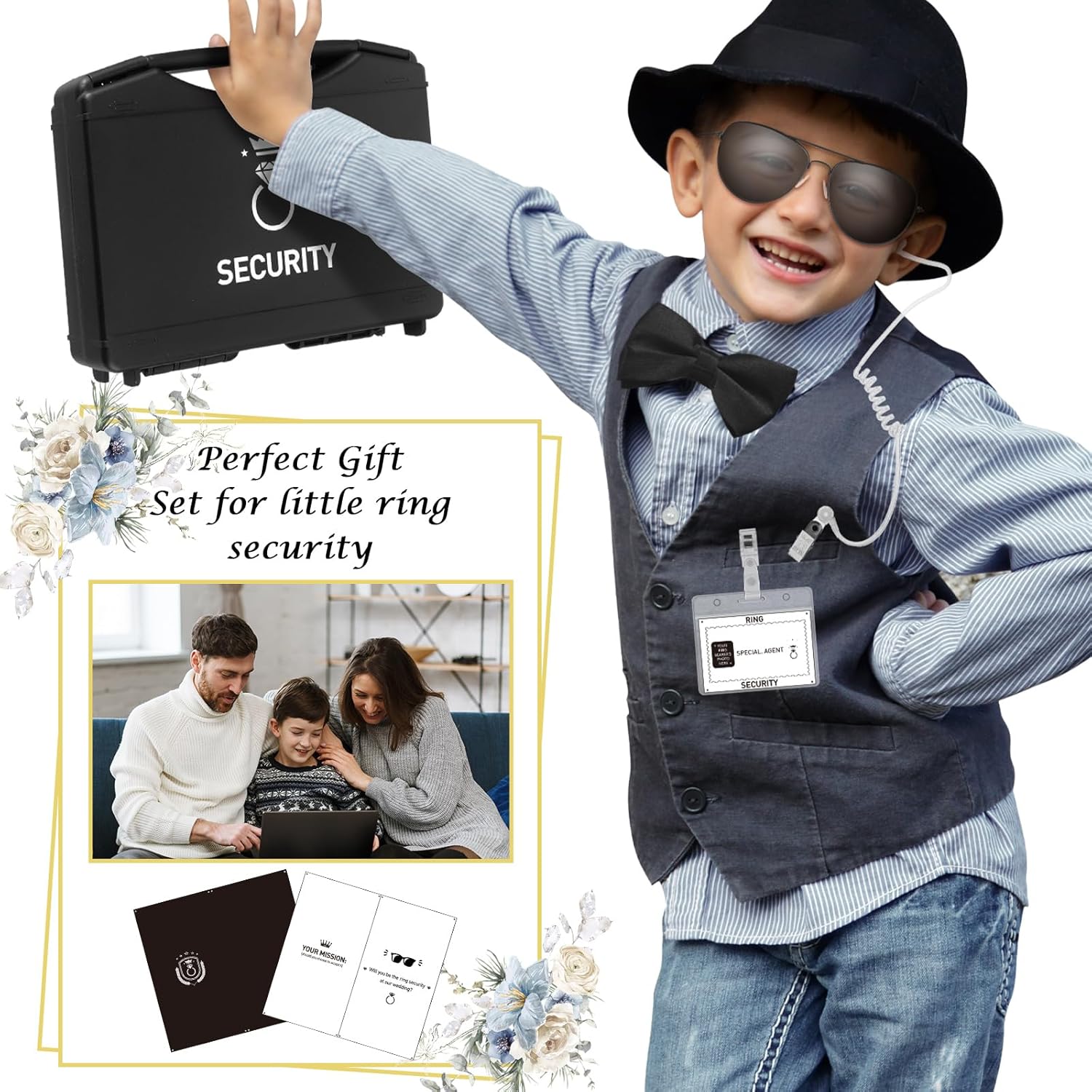 Mepase 24 Pcs Ring Bearer Security Set for Boys Black