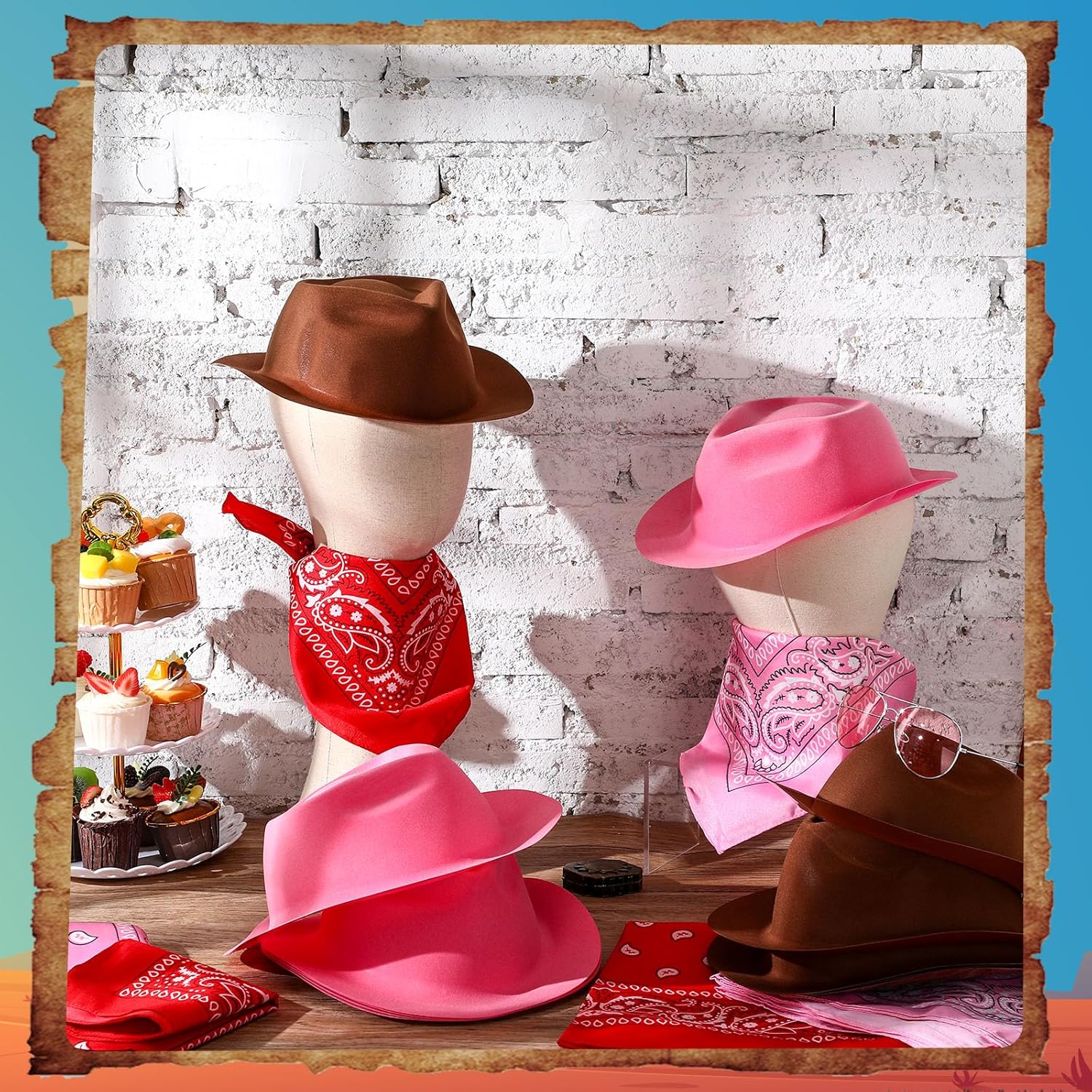 Haysandy 24 Piece Western Cowboy Hat Set for Kids