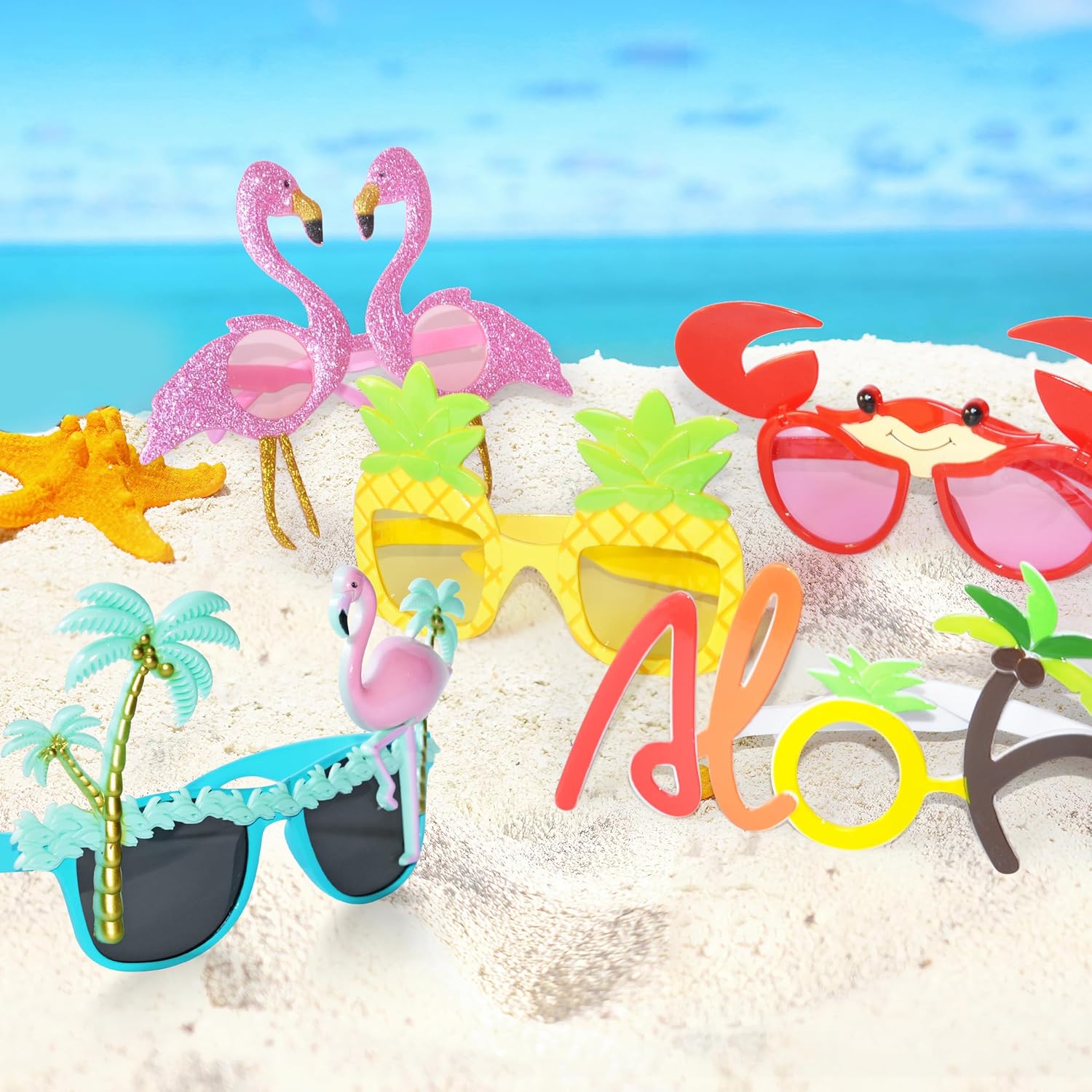 Hawaiian Luau Party Sunglasses Set 9 Pairs