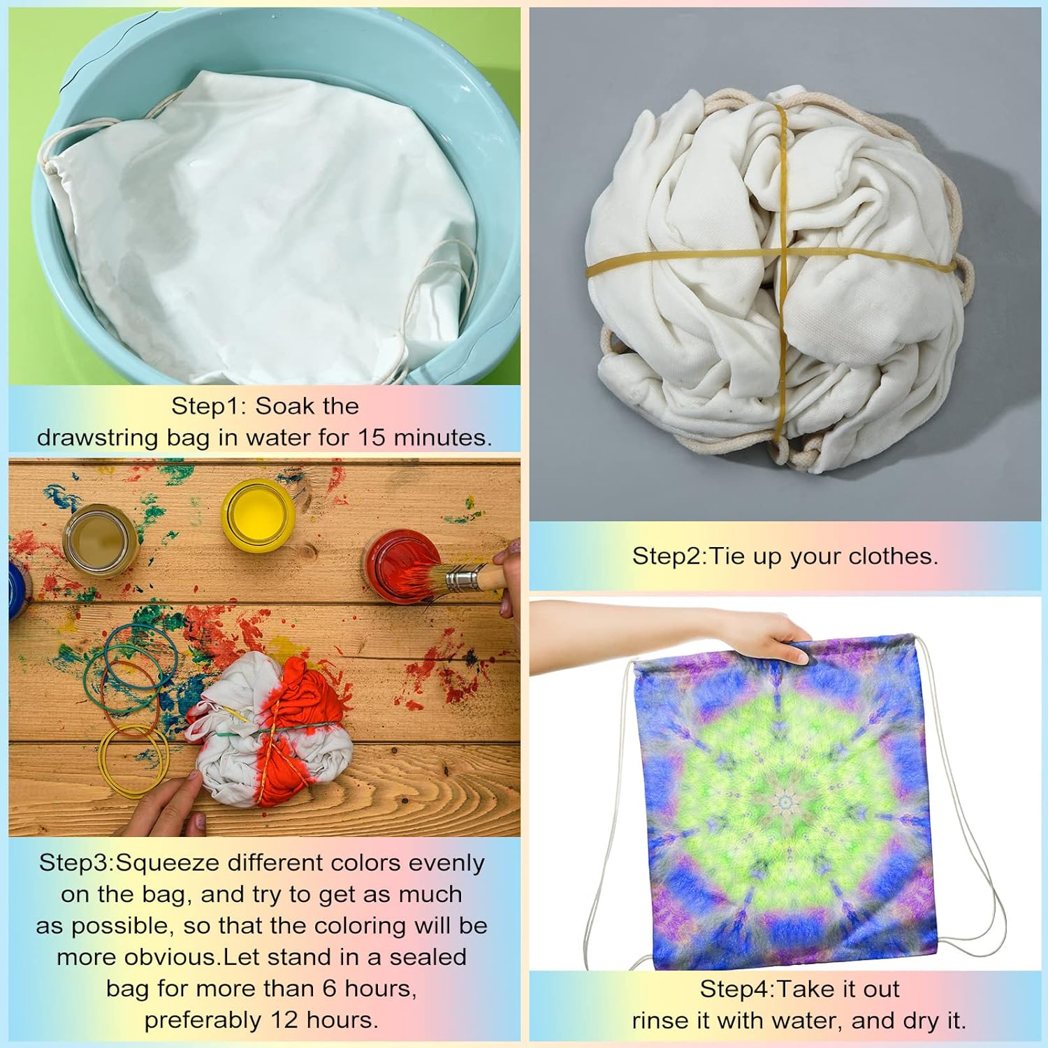Saintrygo 24 Pcs Cotton Drawstring Tote Bags for Tie Dye