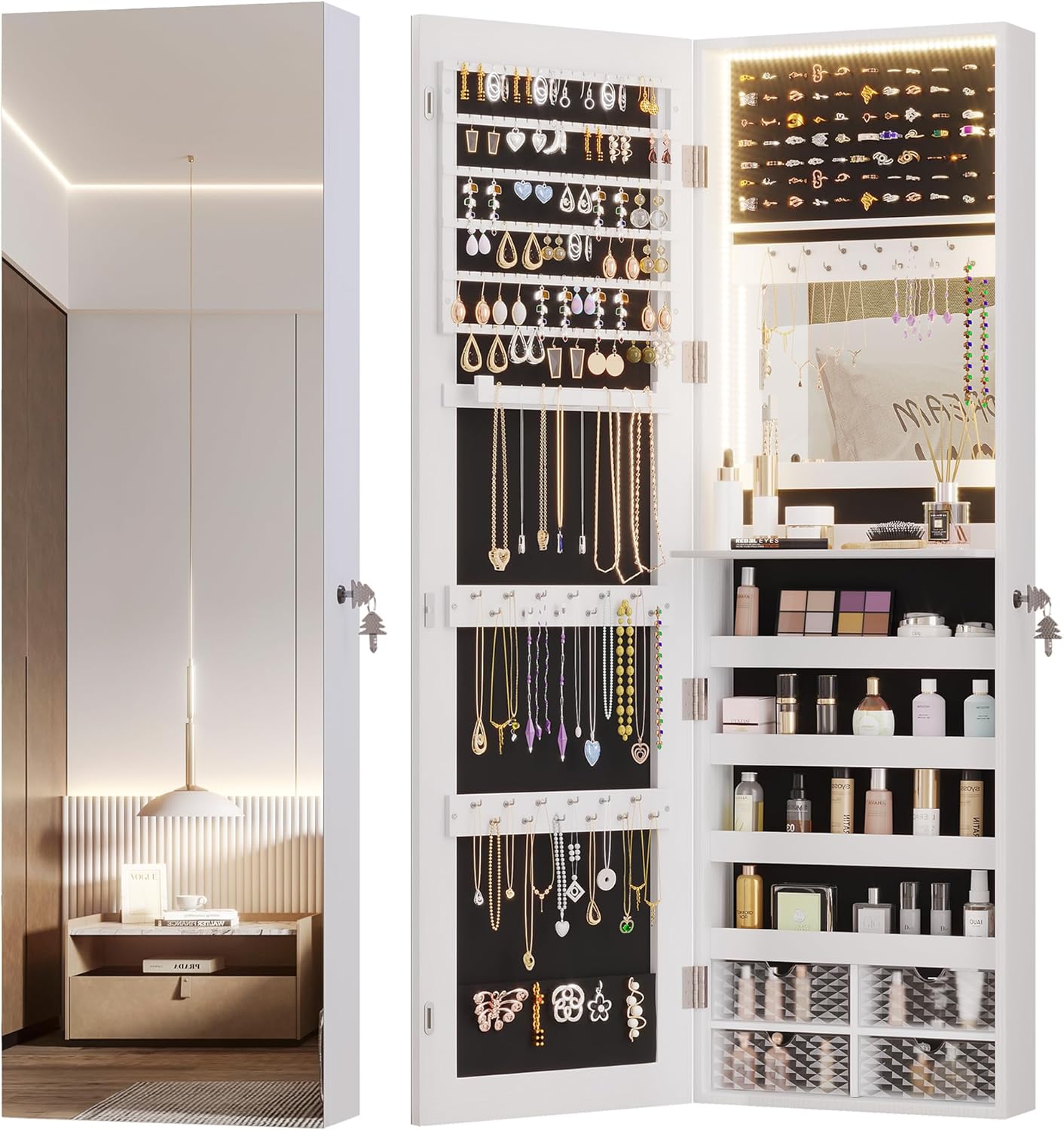 Vlsrka 472 Inch LED Jewelry Mirror Cabinet
