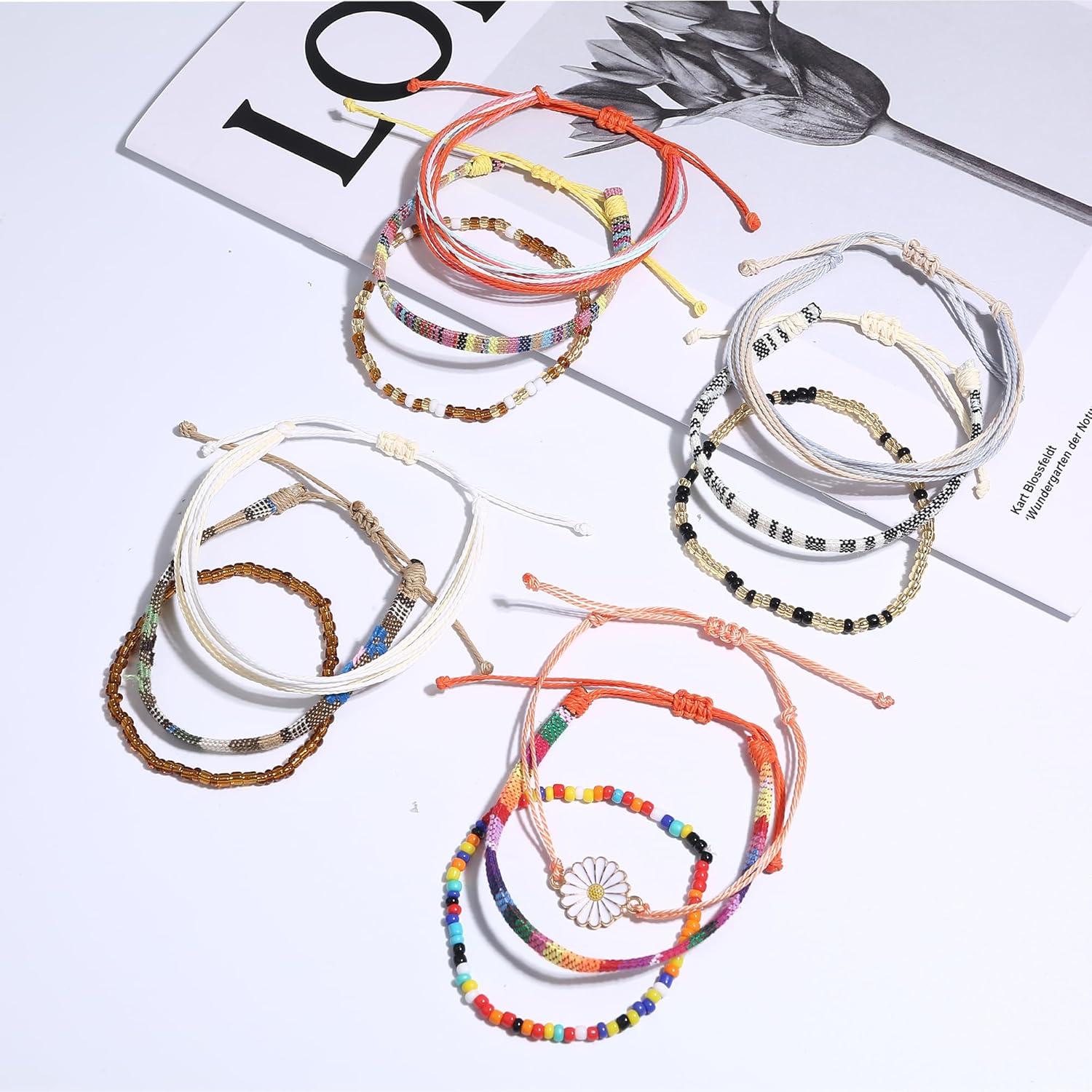 LOLIAS 24 Pieces Waterproof String Bracelets for Women
