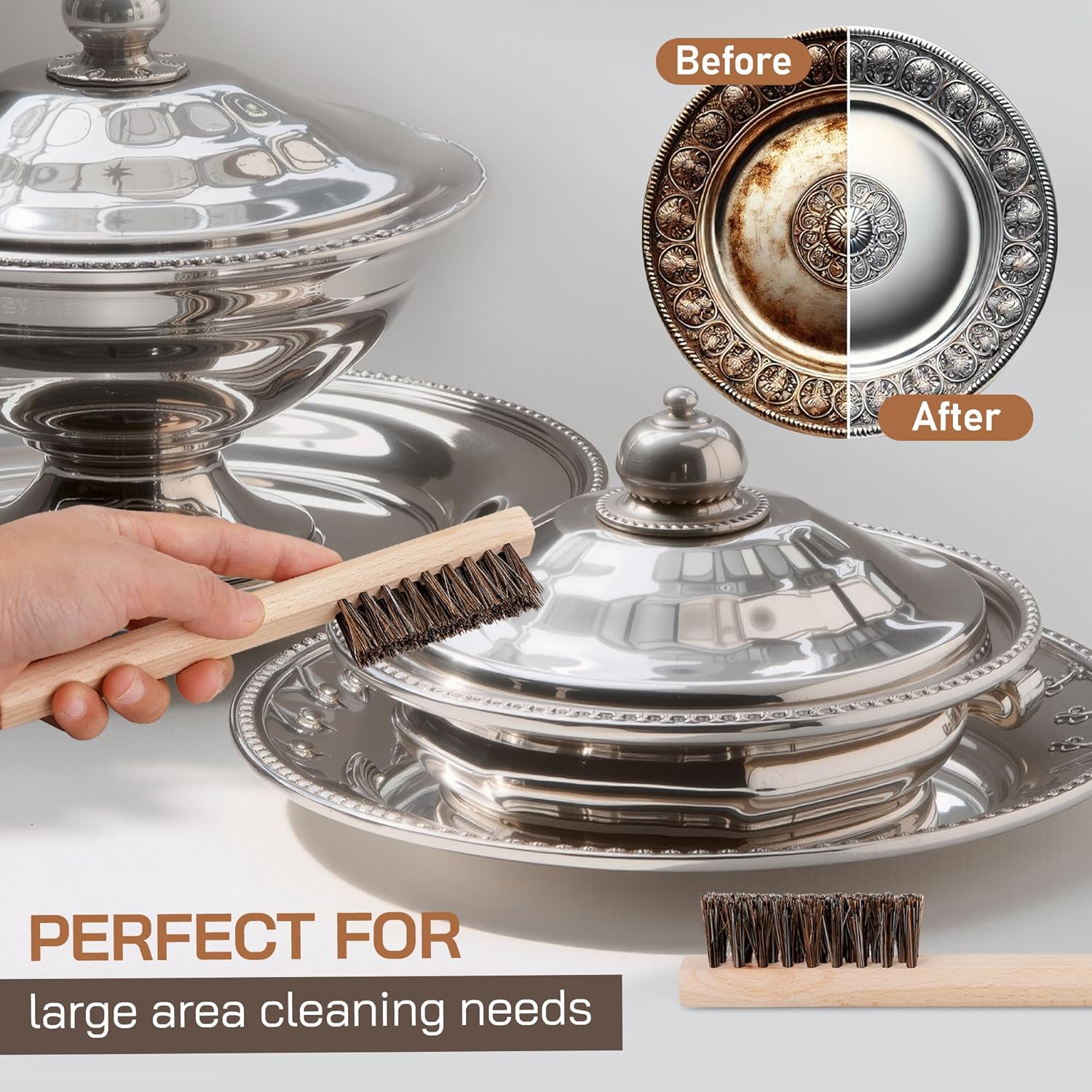 TAKAVU Horsehair Detail Brush Set for Silverware and Jewelry