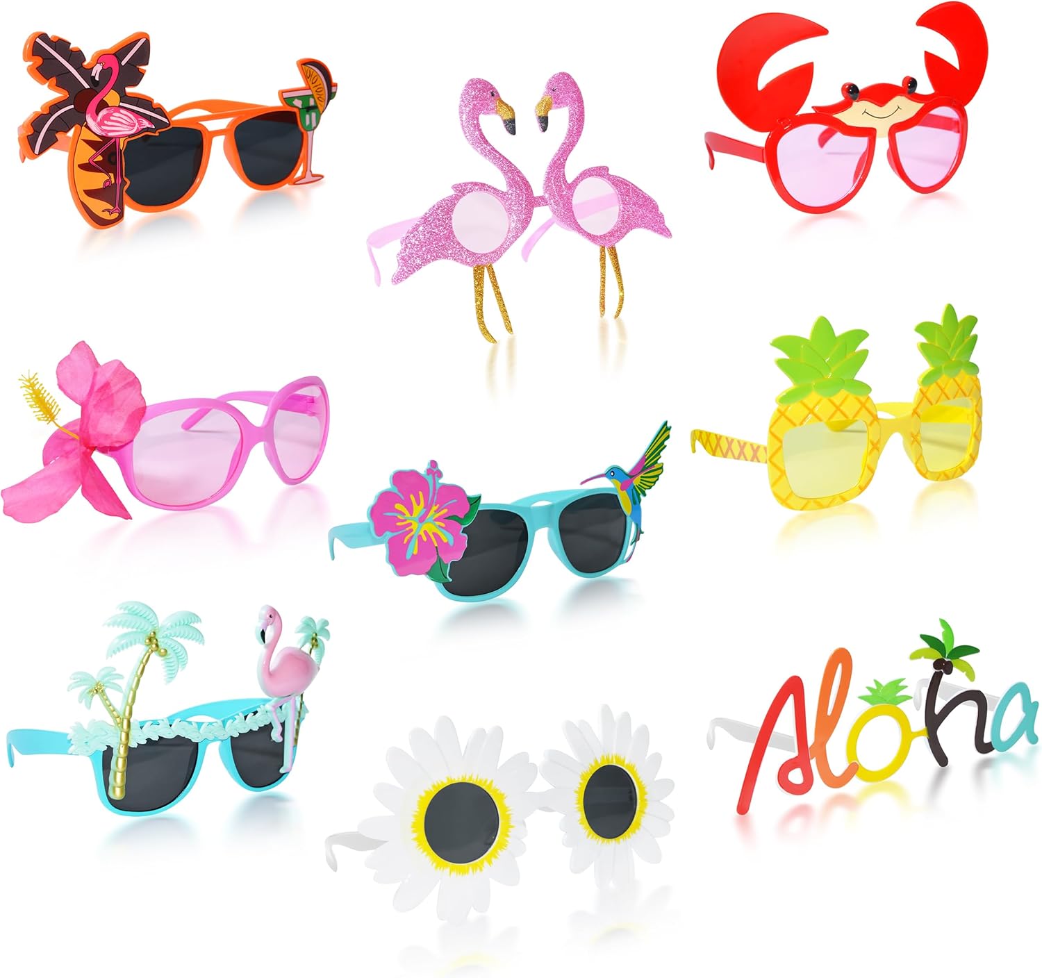 Hawaiian Luau Party Sunglasses Set 9 Pairs