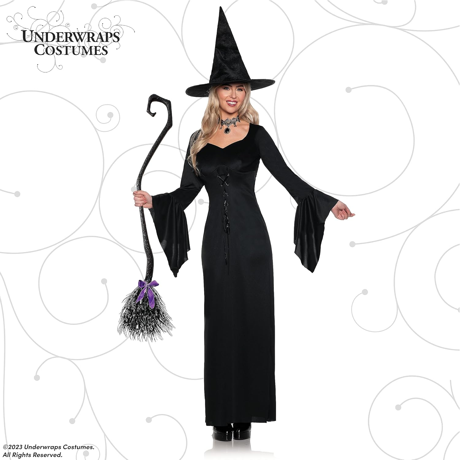 Underwraps Witch Costume for Women - Halloween Costume Dress with Hat