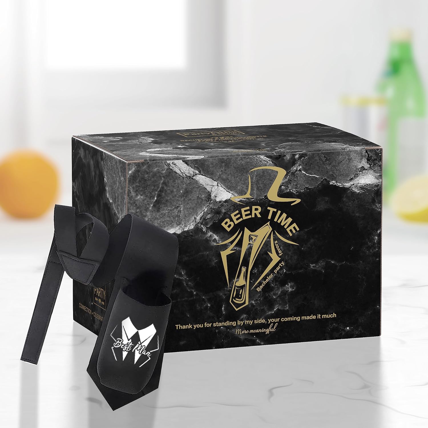 PartyGiftsbeyond Groomsmen Proposal Gifts 7pcs Funny Bottle Can Holder Necktie