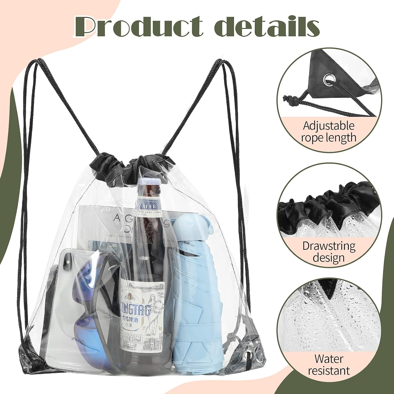 Shappy 30 Piece Clear Drawstring Backpack Set
