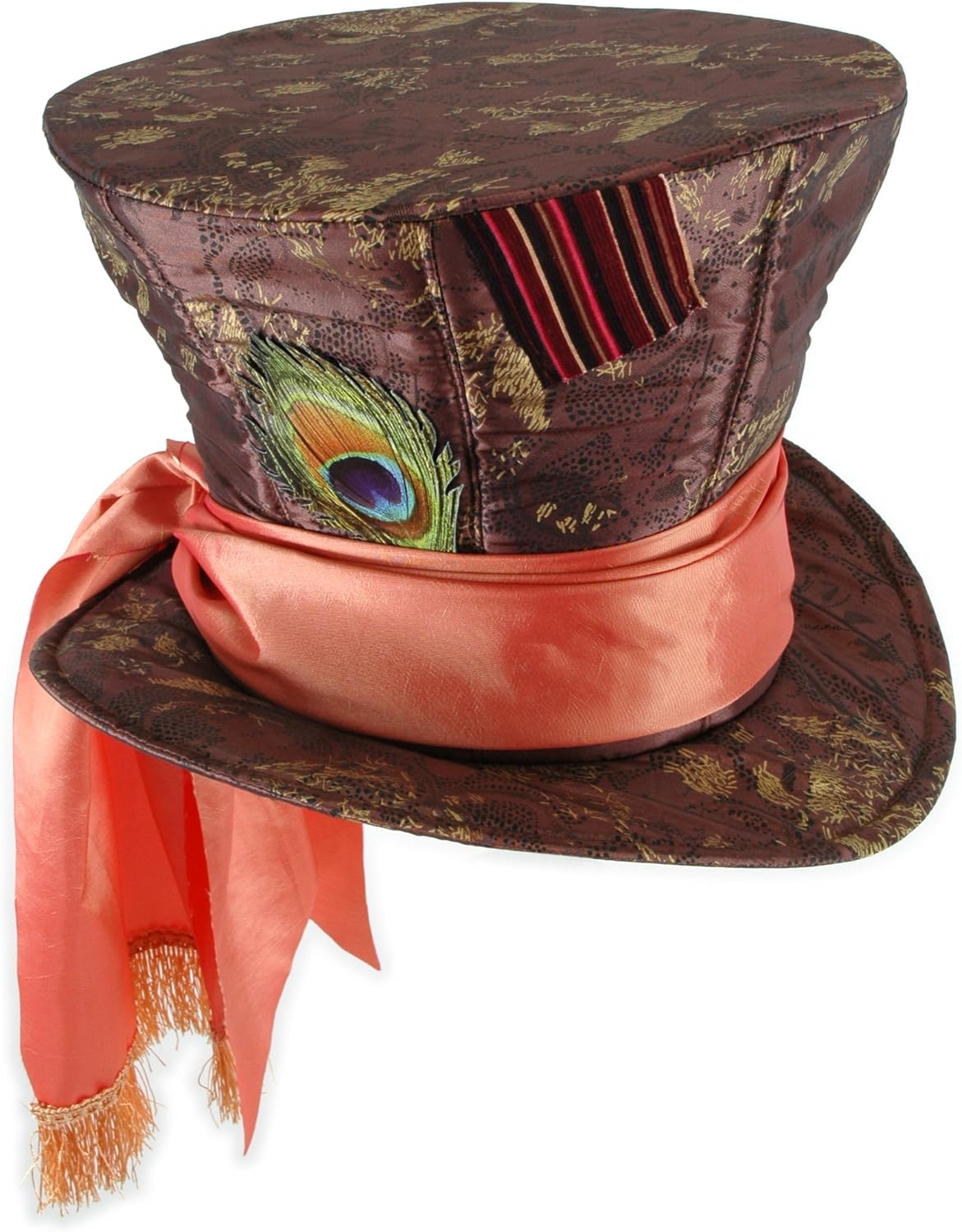 Disney Mad Hatter Top Hat with Peacock Feather and Satin Scarf