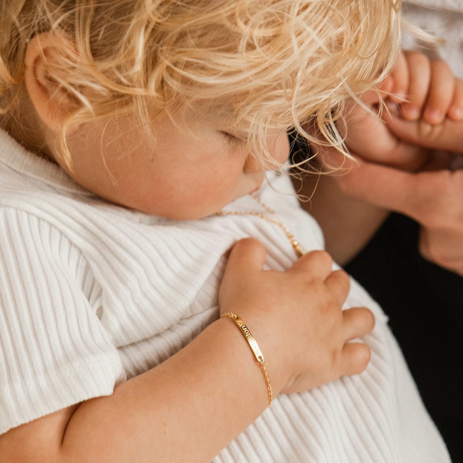 Personalized Baby Name Bar ID Bracelet 16k Gold Plated