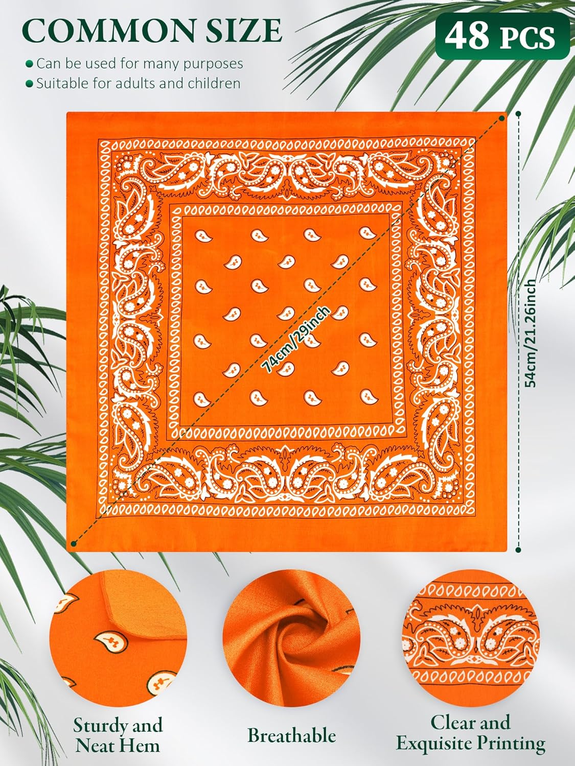 48 Piece Paisley Bandanas Novelty Headband Scarf for Parade Halloween Party