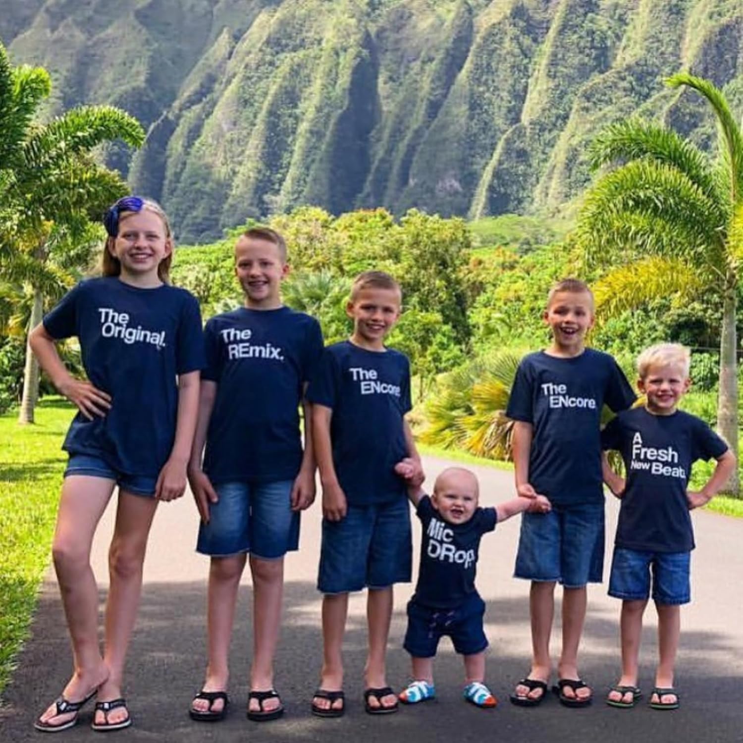 Family Matching Graphic Shirts Navy Set