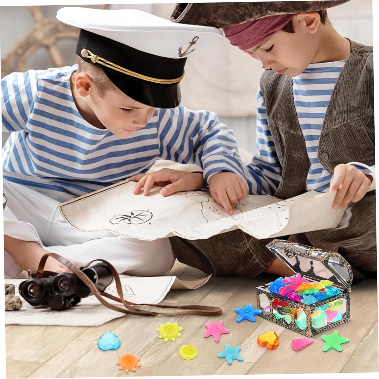 BESTonZON Pirate Treasure Chest Diving Gems Party Favors