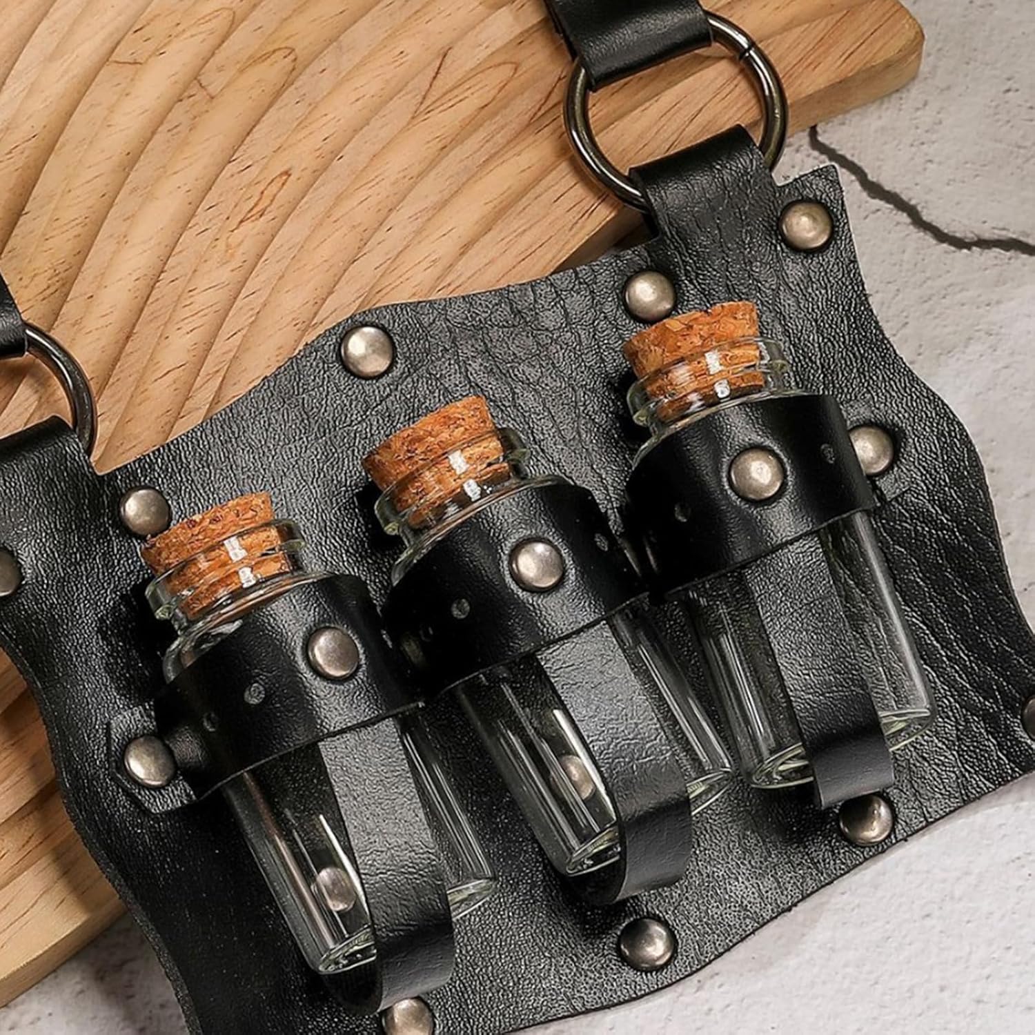 Medieval Witch Potion Belt Pouches Handmade Faux Leather
