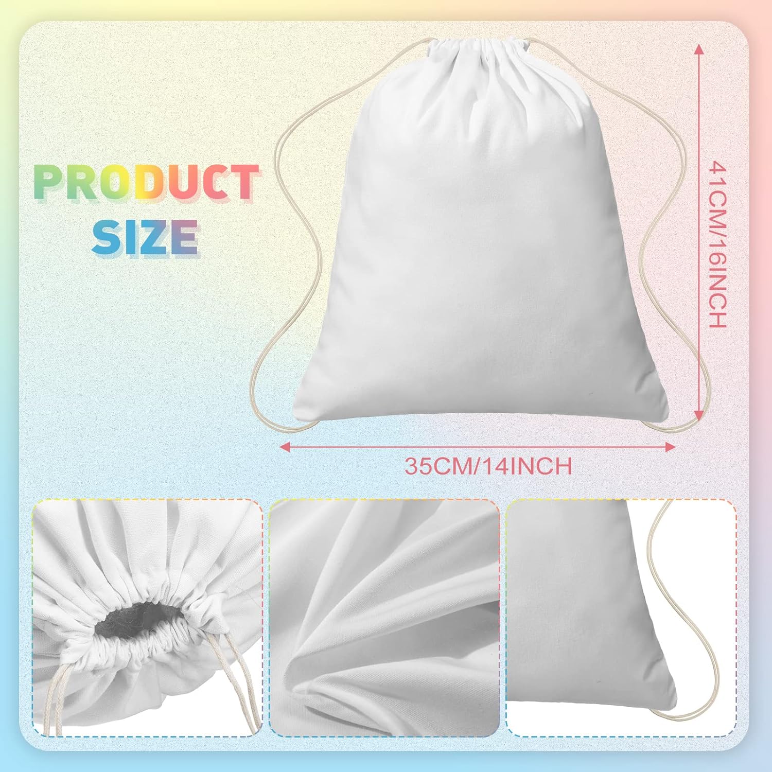 Saintrygo 24 Pcs Cotton Drawstring Tote Bags for Tie Dye