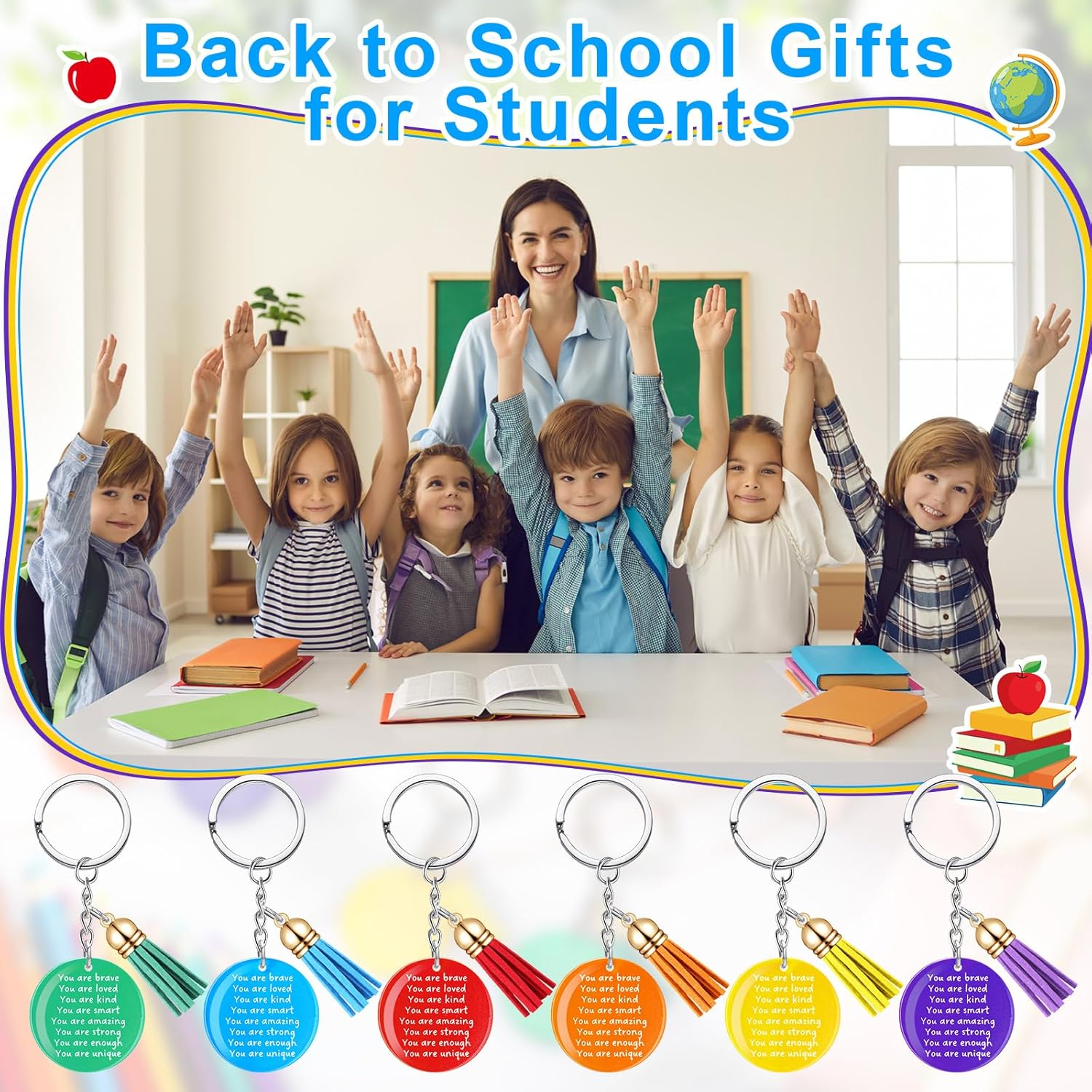 Inspirational Rainbow Keychain with Tassels for Kids
