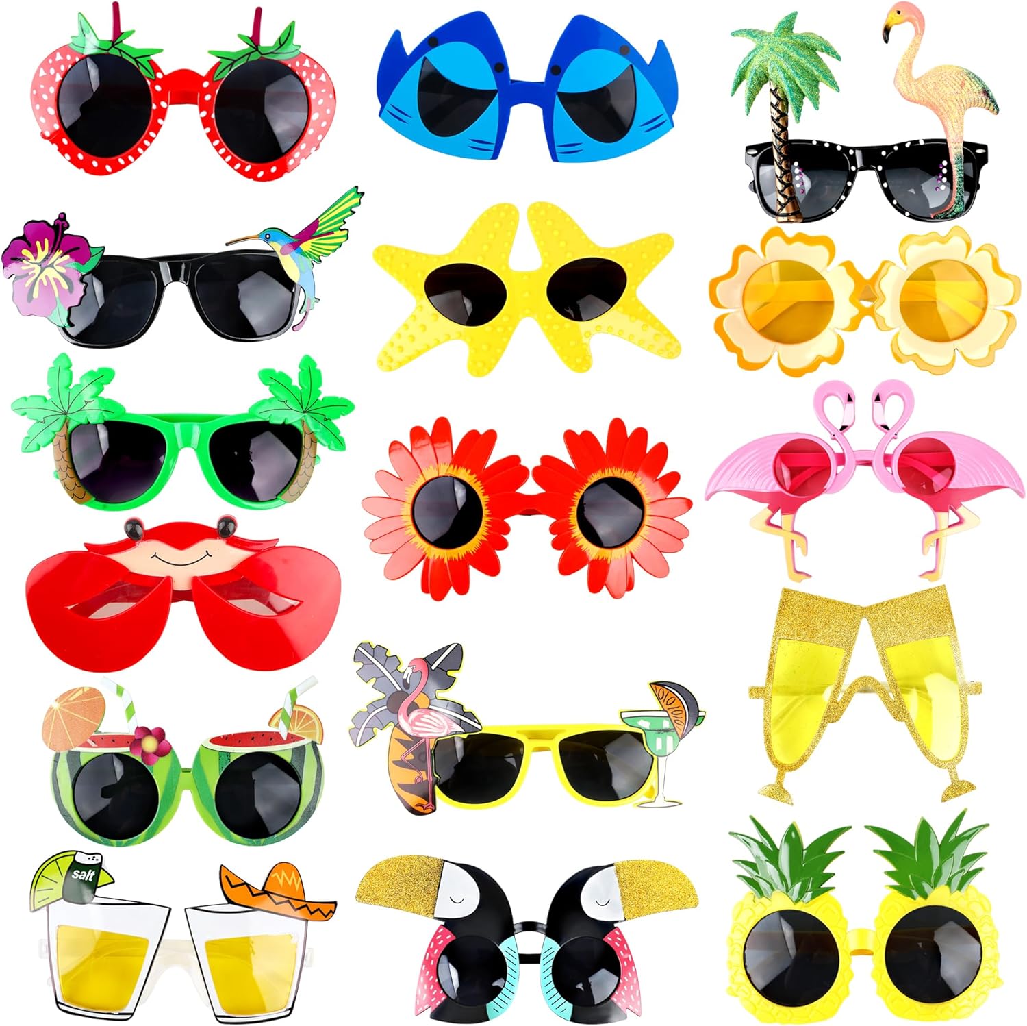 16 Styles Hawaiian Sunglasses for Kids Adults Luau Party Fun Tropical Eyewear