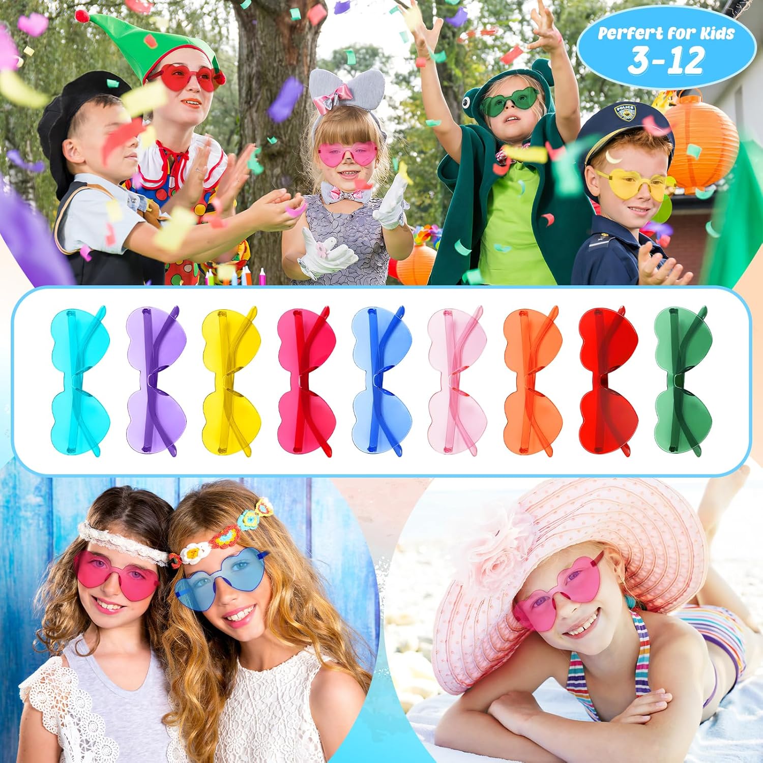 SUNOVELTIES 18 Heart Shape Rimless Kids Sunglasses