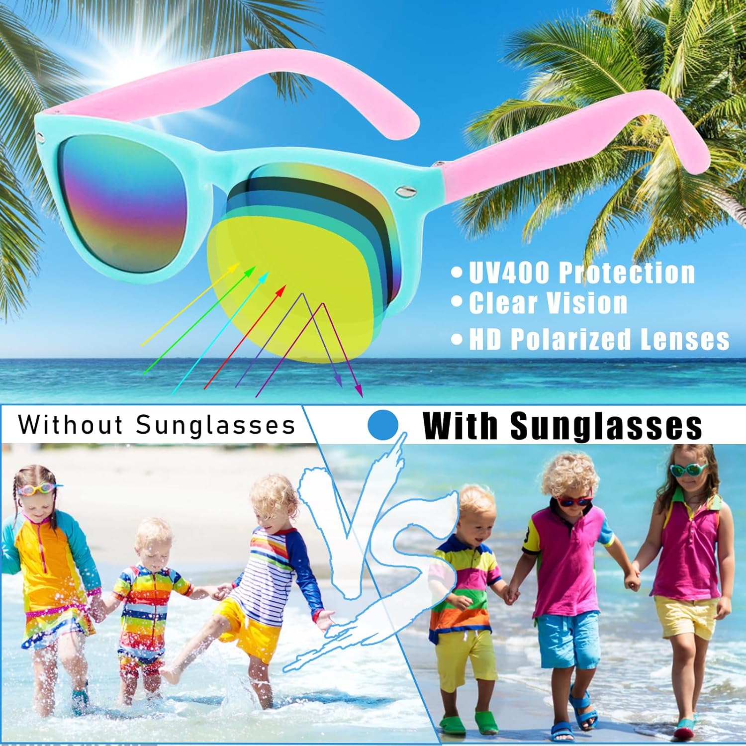GoodUping 6 Pack Kids Sunglasses with UV Protection