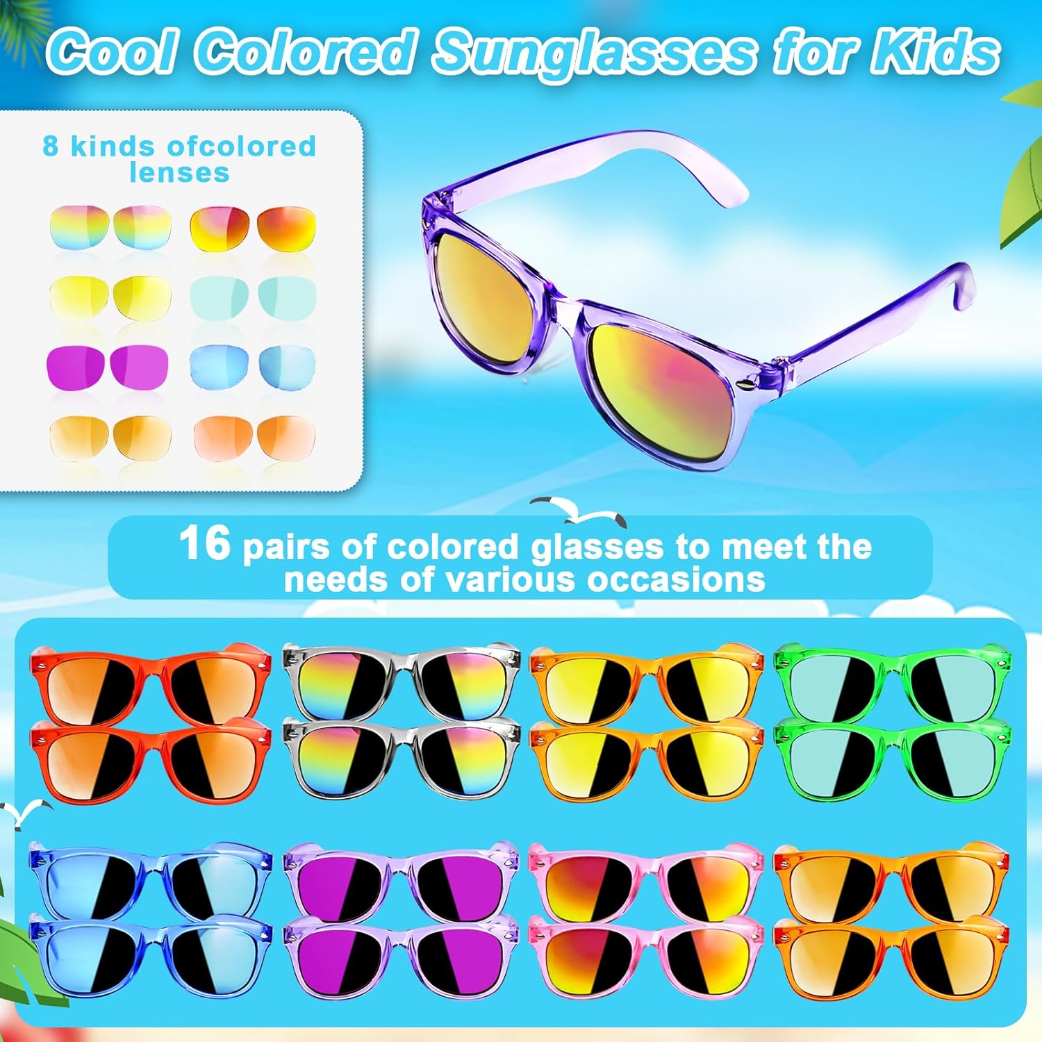 Kids Sunglasses Bulk Party Favors 16 Pack