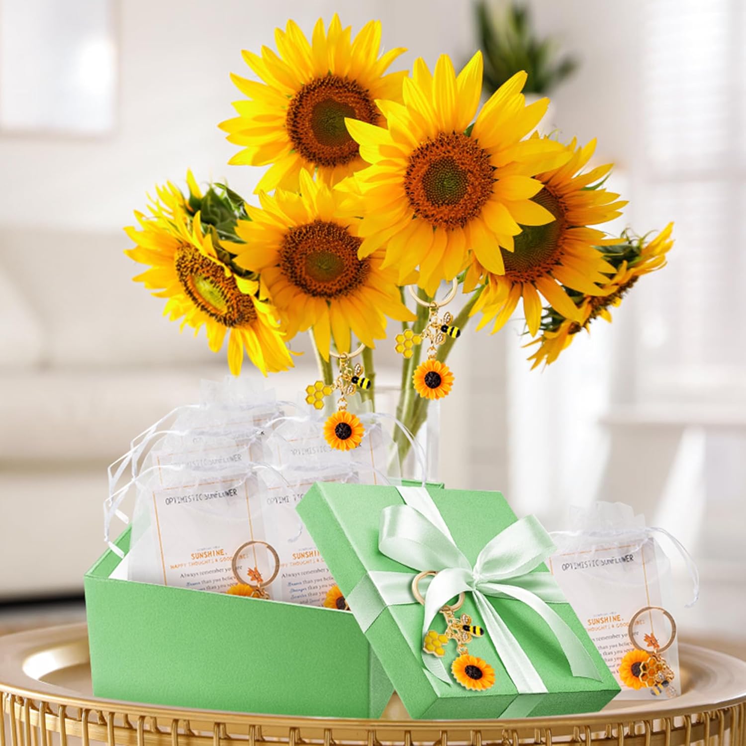 25 Piece Summer Bee Sunflower Keychain Gift Set