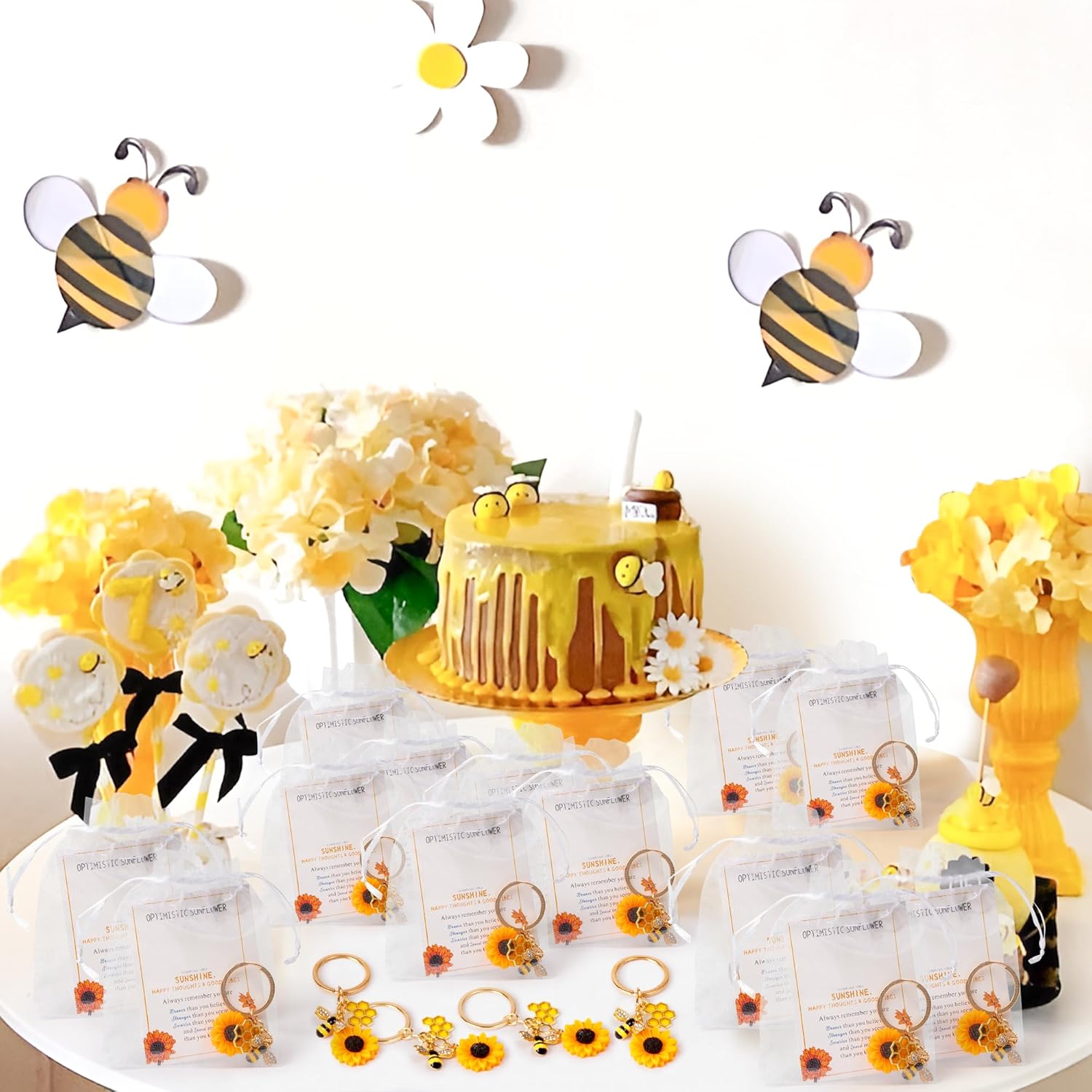 25 Piece Summer Bee Sunflower Keychain Gift Set