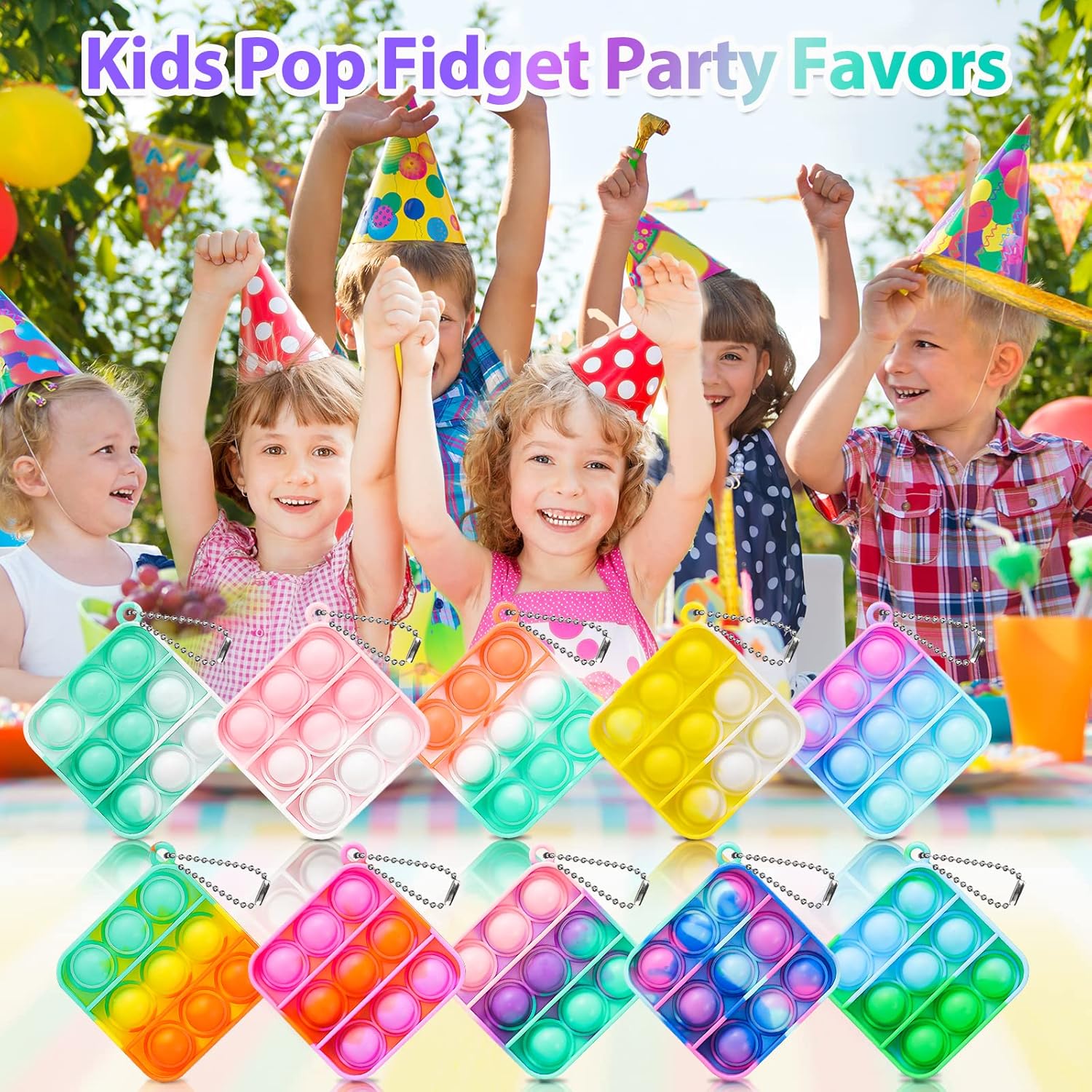 Genuvi Pop Fidget Toys 30 Pack Mini Keychain Fidget Toy for Kids